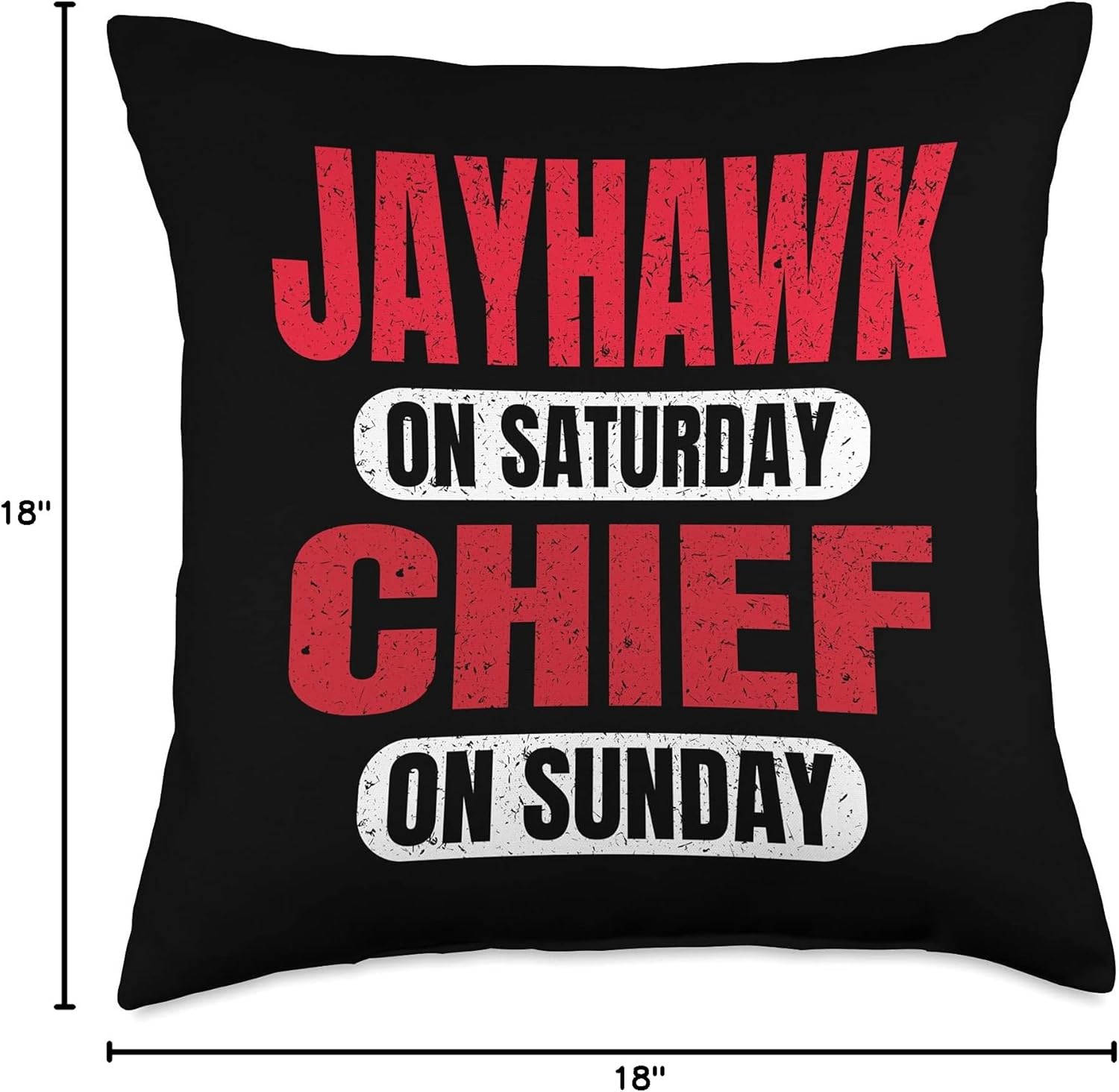 Jayhawk on Saturday Chief on Sunday Sports Fan Funny Vintage Throw Pillow