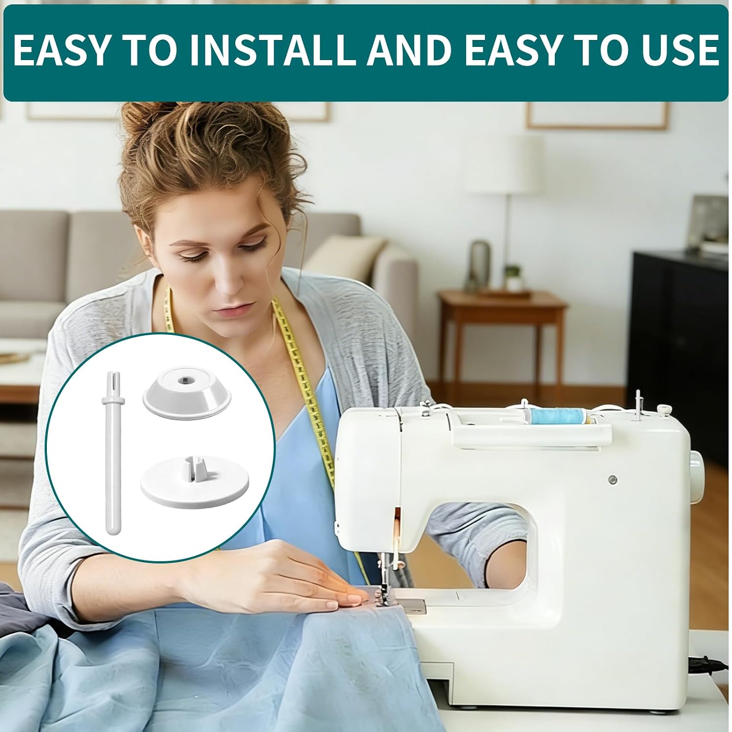 6 Pcs Spool Pin and Cap Set Sewing Machine | Replacement Parts with Small Large Spool Covers Vertical Thread Holder Compatible with Janome Singer Viking