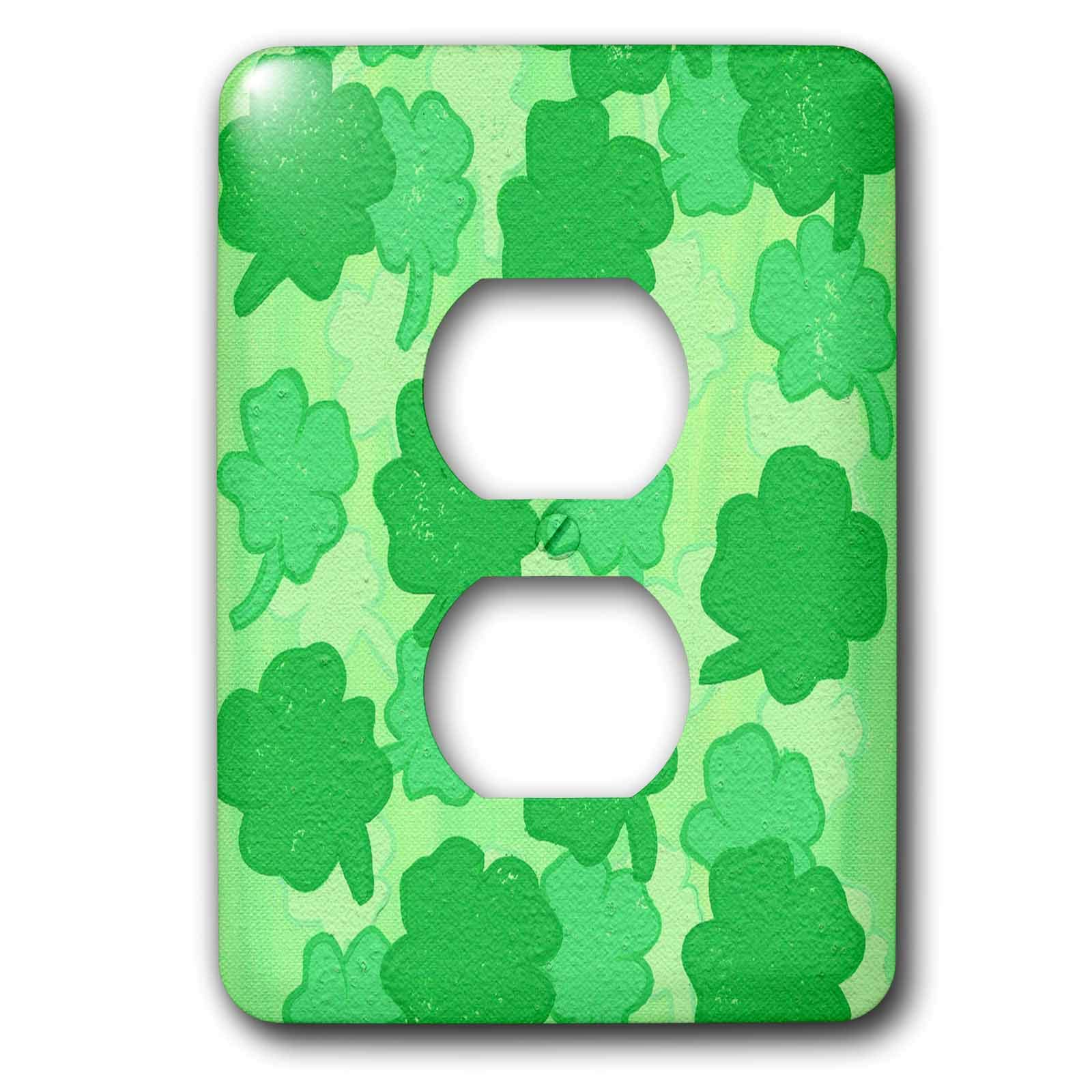 Trèfles dans les tons de vert - Plaque de switch pour 2 prises murales standard