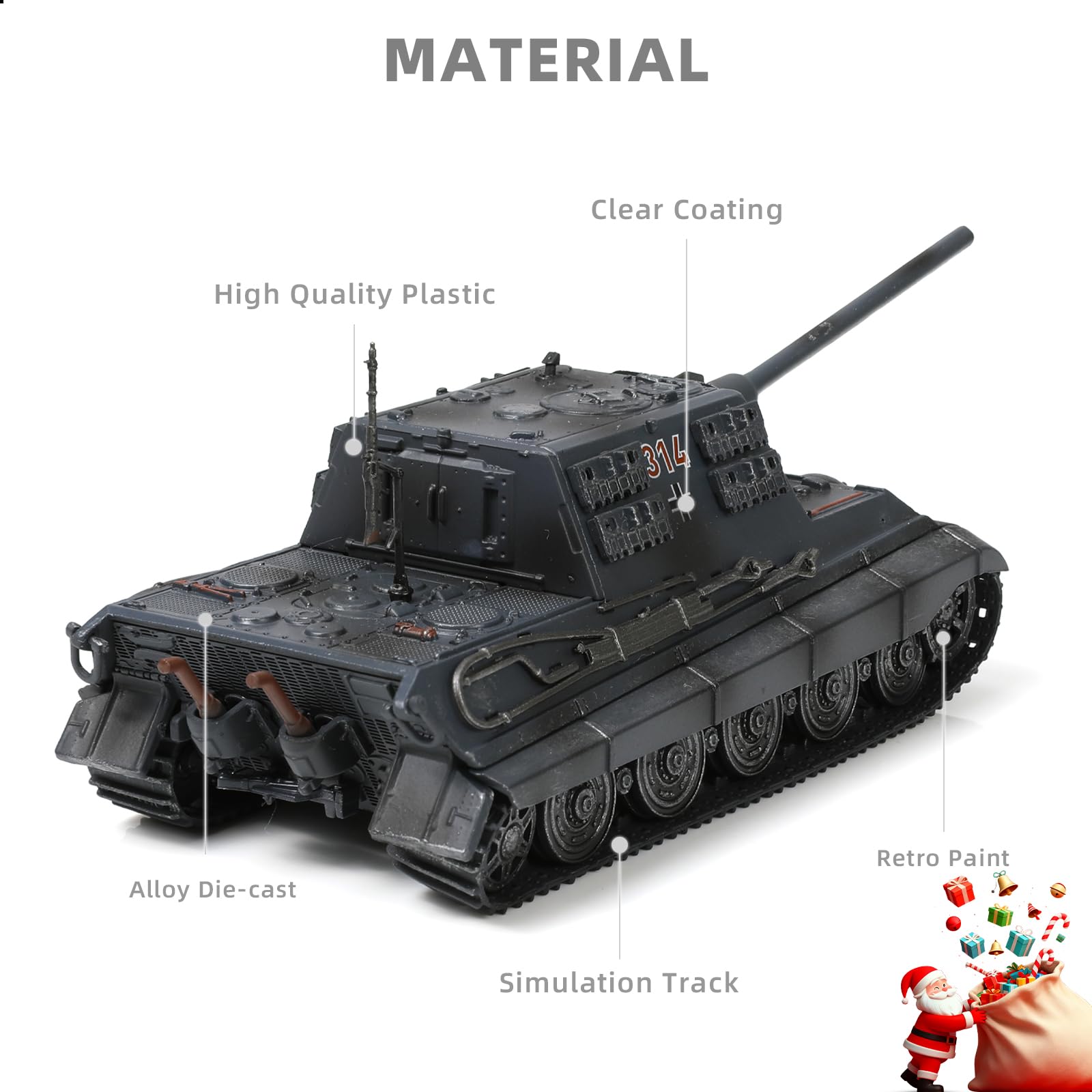 Risopen – Tigre 2 1945 – Char Militaire 1/72 – Alliage Moulé – 15x5,8x4,7 Cm – 0,2 Kg – Collection WWII – Cadeau