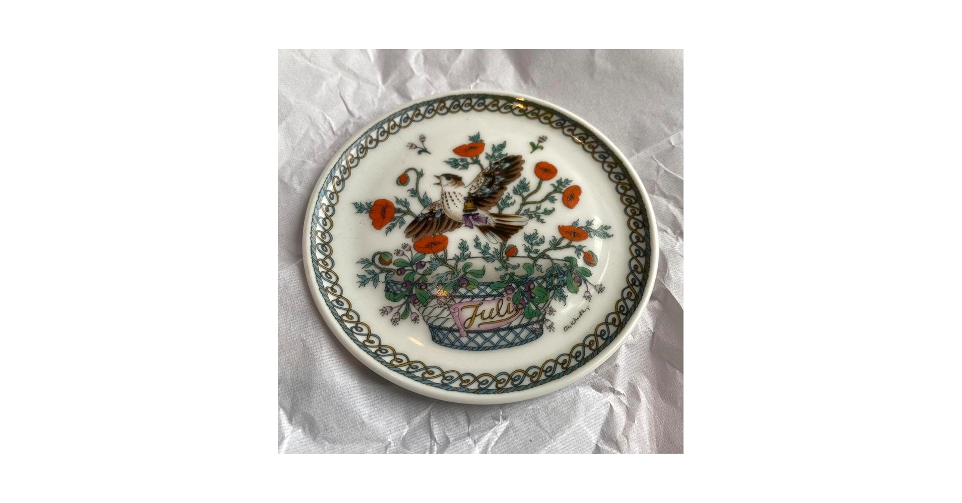 【レア品】Hutschenreuther 限定版 飾り皿　6月カッコウ　金彩 ドイツ製 フッチェンロイター ババリア 赤地×金彩 ギリシャ神話