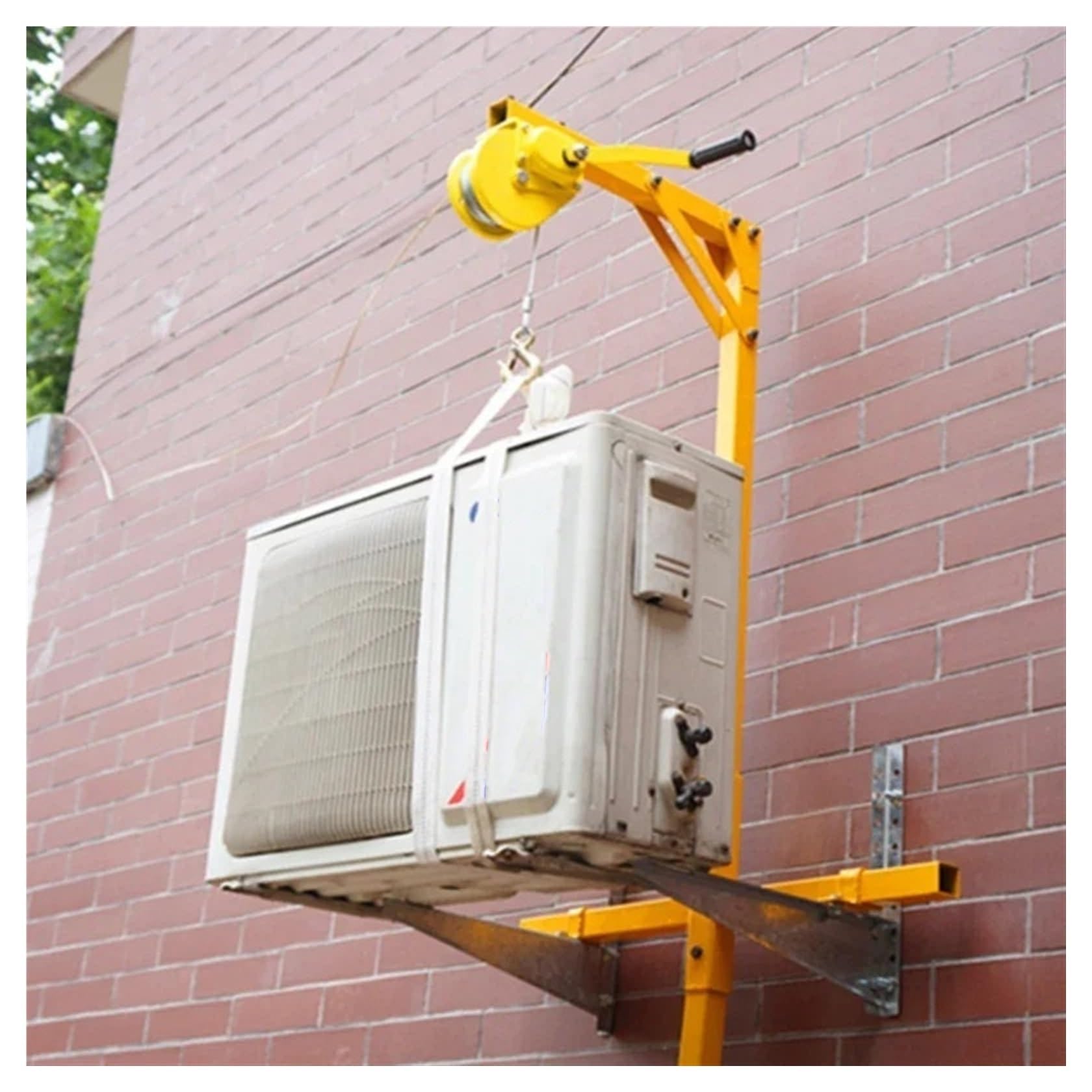 Manual Crane Tool, with 66FT Rope, Hand Winch + Folding Hanger, Air Conditioner Outdoor Unit Installation Lifting Tool MINGPING