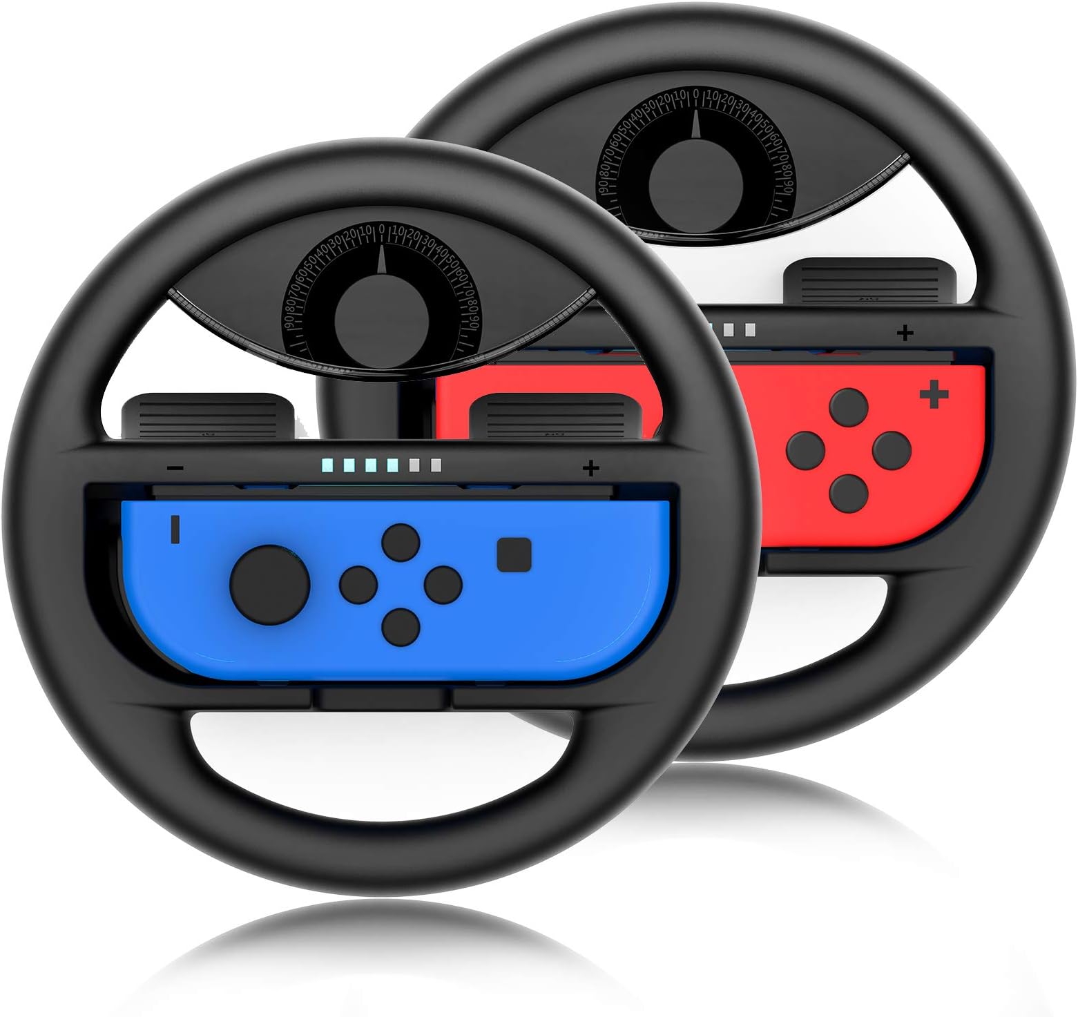Momen Switch Steering Wheel For Nintendo Switch Joycon, 2 Pack Racing Steering Wheel Grip For Mario Kart 8 Deluxe (Black)