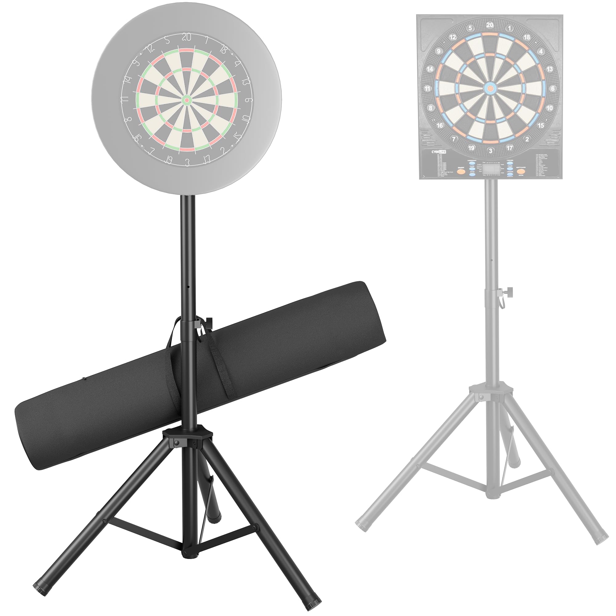 Heavy Duty Dartständer für Dartscheibe mit Tragetasche – Faltbar Dartscheibe Ständer Höhenverstellbar(106-200cm) – Tragbar Ständer für Klassische & Elektronische Dartboards – Extra Stabil