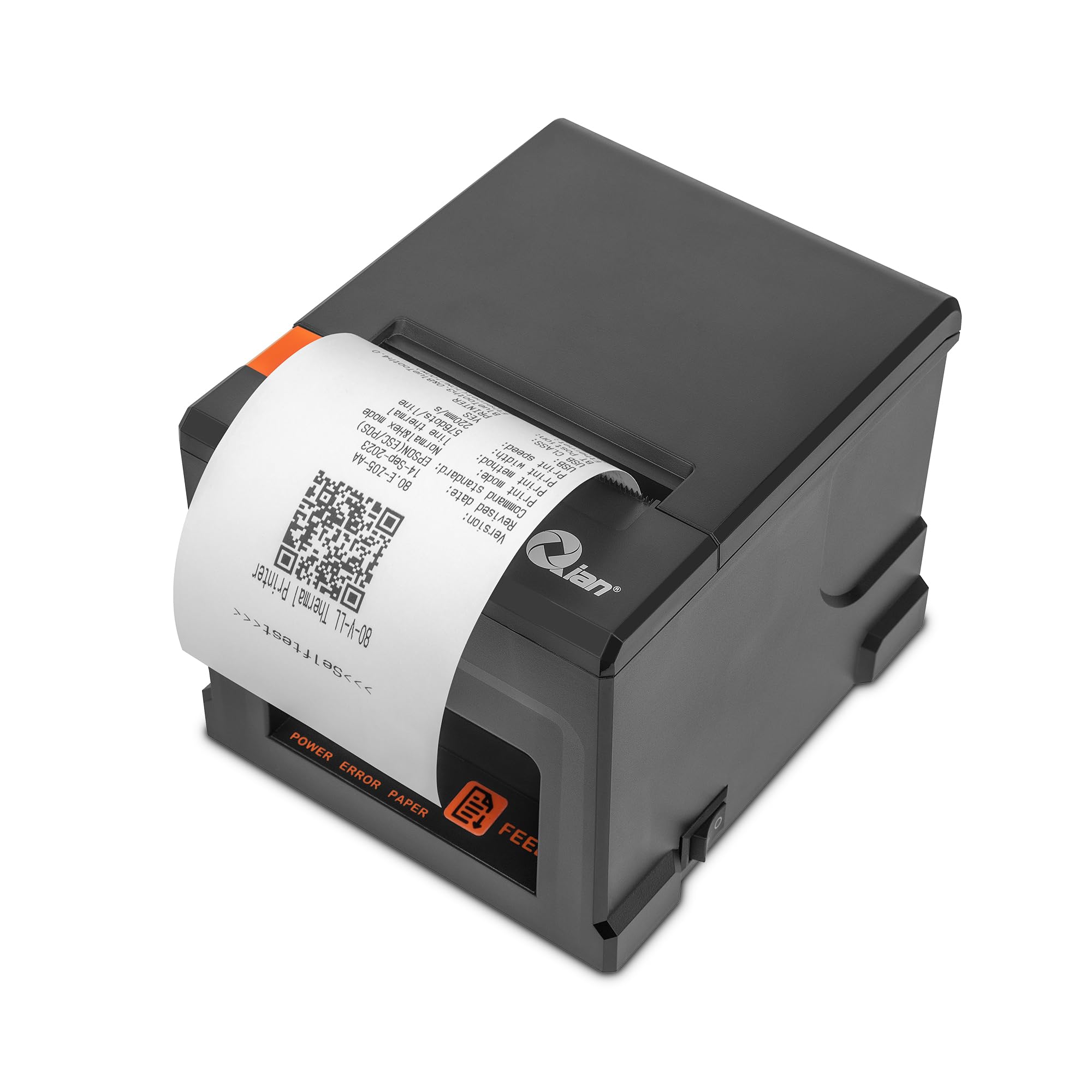 Qian Impresora Térmica de Recibos 80mm TPV POS Corte Automático ESC/POS | Velocidad 220 mm/s | Driver Windows, MacOS, Linux | Soporte Pared | Conexión USB, LAN (Ethernet)