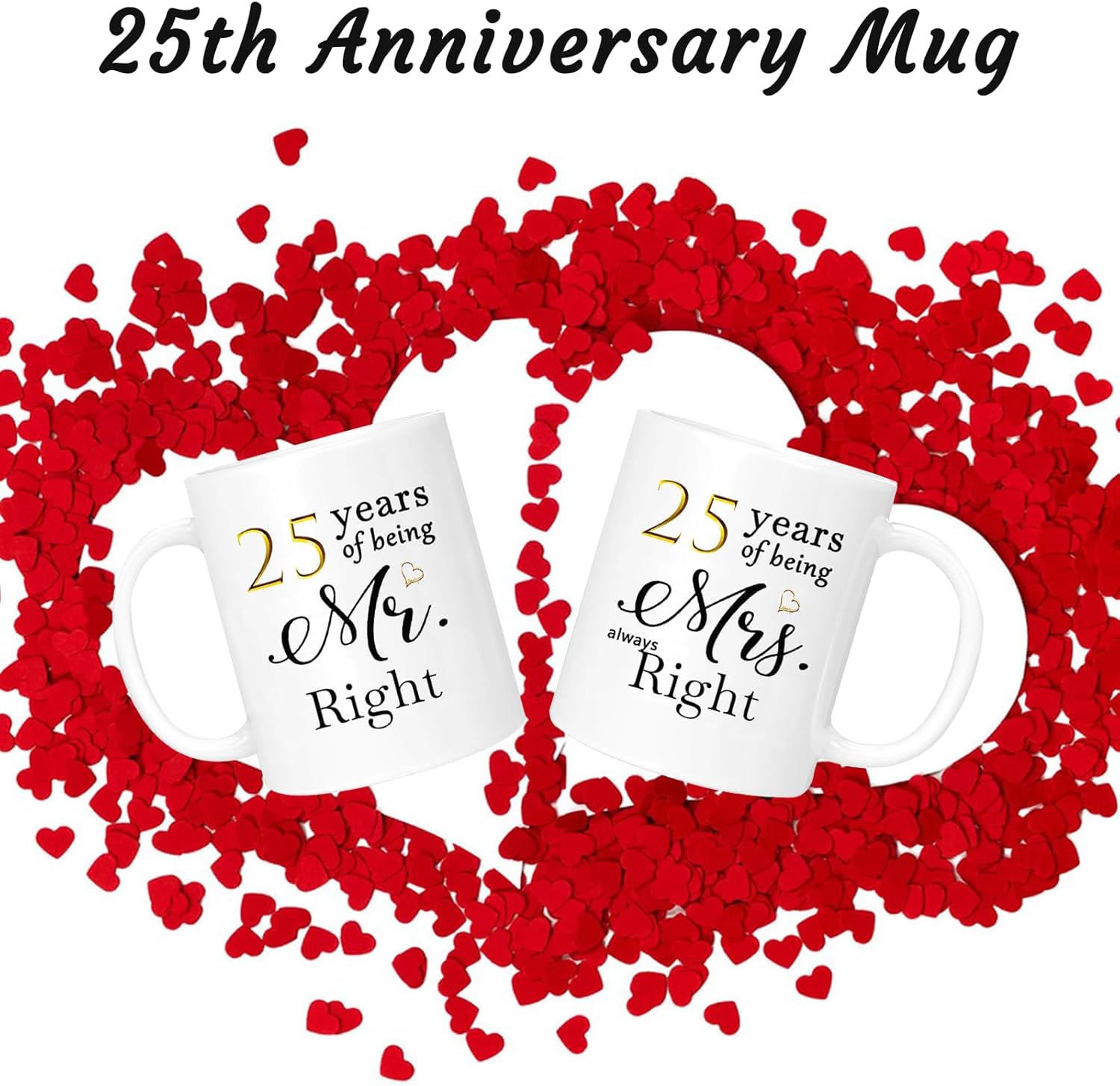 25th Anniversary Coffee Mugs Set of 2, 25 Year Anniversary Wedding Gifts Decorations for Couple Parents Men Women Husband Wife Him Her, Gift Box Packaging, 11oz - Image 4