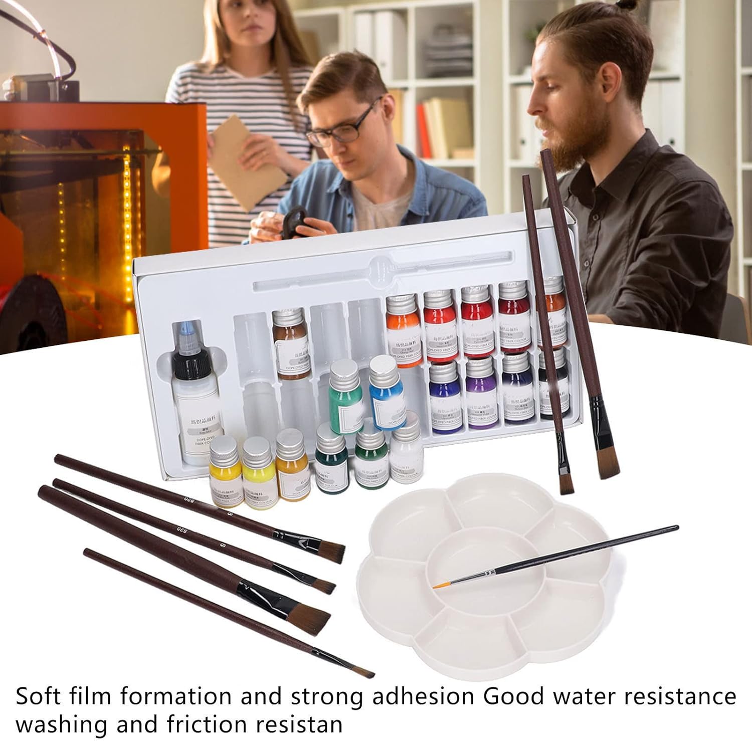Textile Pigment 18 Vivid Color Water proof Model Coloring Pigment with Brush for Hand Painting Textile PLA ABS