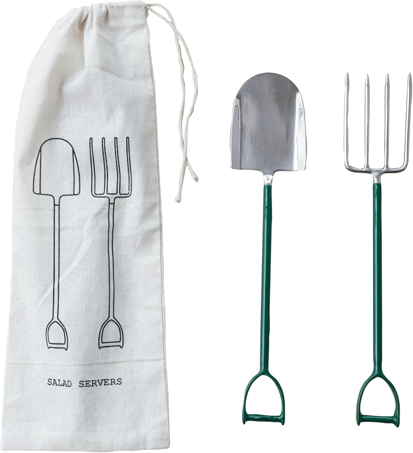 Creative Co-Op, Green 2-Piece Stainless Steel Salad Server Set, Medium Creative Co-Op, Green 2-Piece Stainless Steel Salad Server Set, Medium