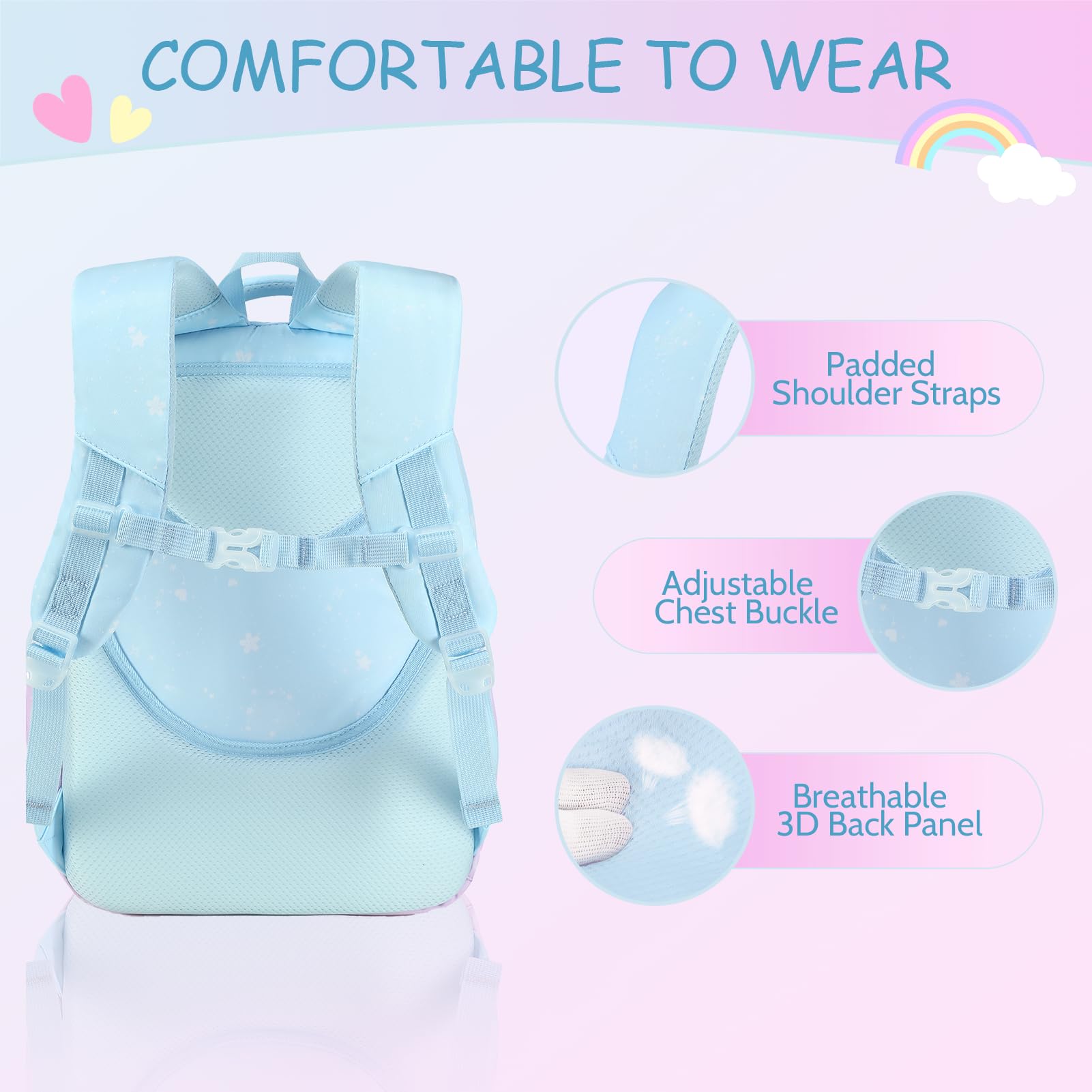 ACESAK 11 Rucksacktaschen: Wasserflasche Lunchbox Kopfhörer, Blau / Violett, Large, Rucksack
