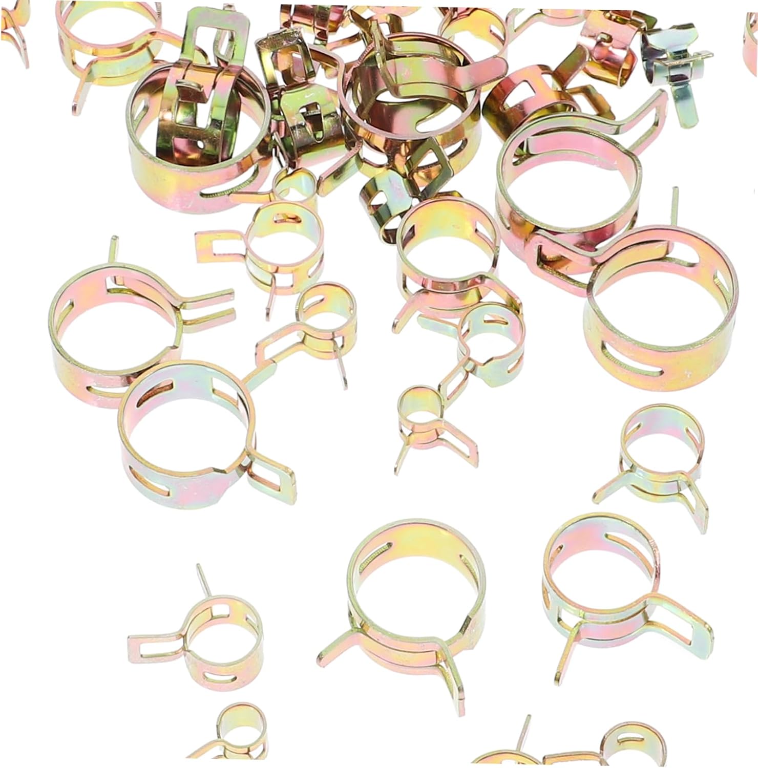 Cabilock 120pcs Fuel Line Clamps Stainless Spring Hose Clamps for Automotive Oil Tube Hoops Easy Install Car Accessories for Fuel Hose