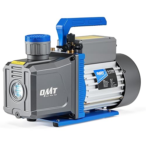 Orion Motor Tech 2 Stage A2L Vacuum Pump, 9 cfm 3/4 hp Two Stage Vacuum Pump for R1234yf R32 R134a R22 R410A with 1.5 Micron Ultimate Vacuum, Auto HVAC Vacuum Pump