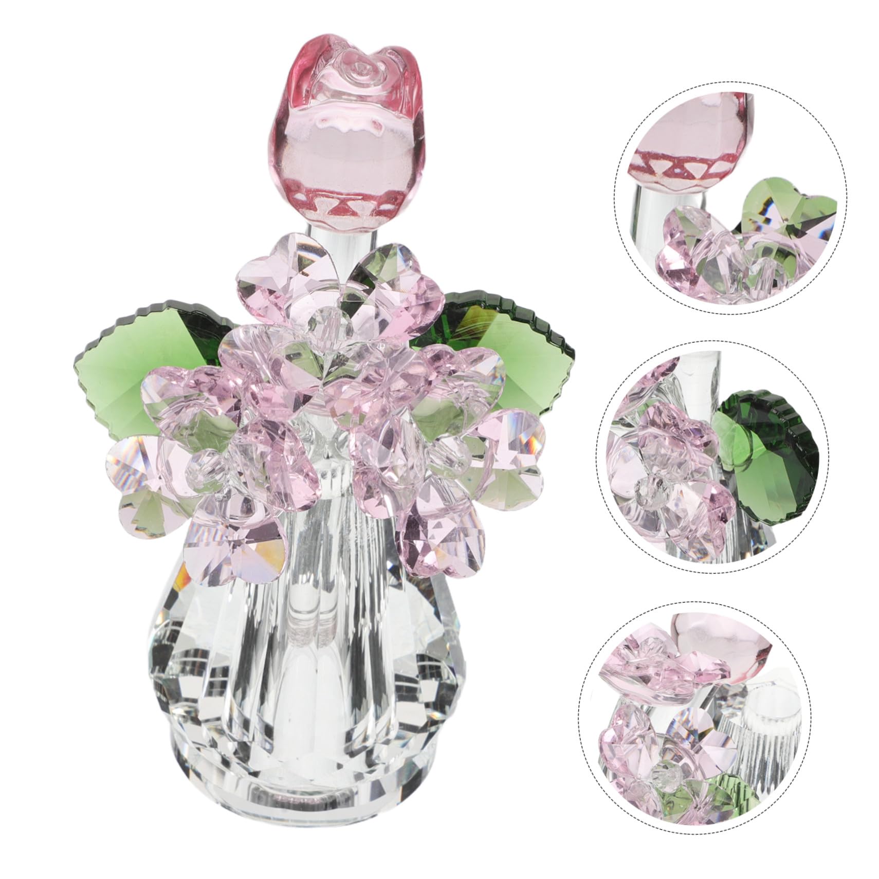 PRETYZOOM 5 Pezzi Rosa Figurina Rosa Dell'anniversario Crystal Rose Ricordo Regalo Da Jarrones Decorativi Figurina