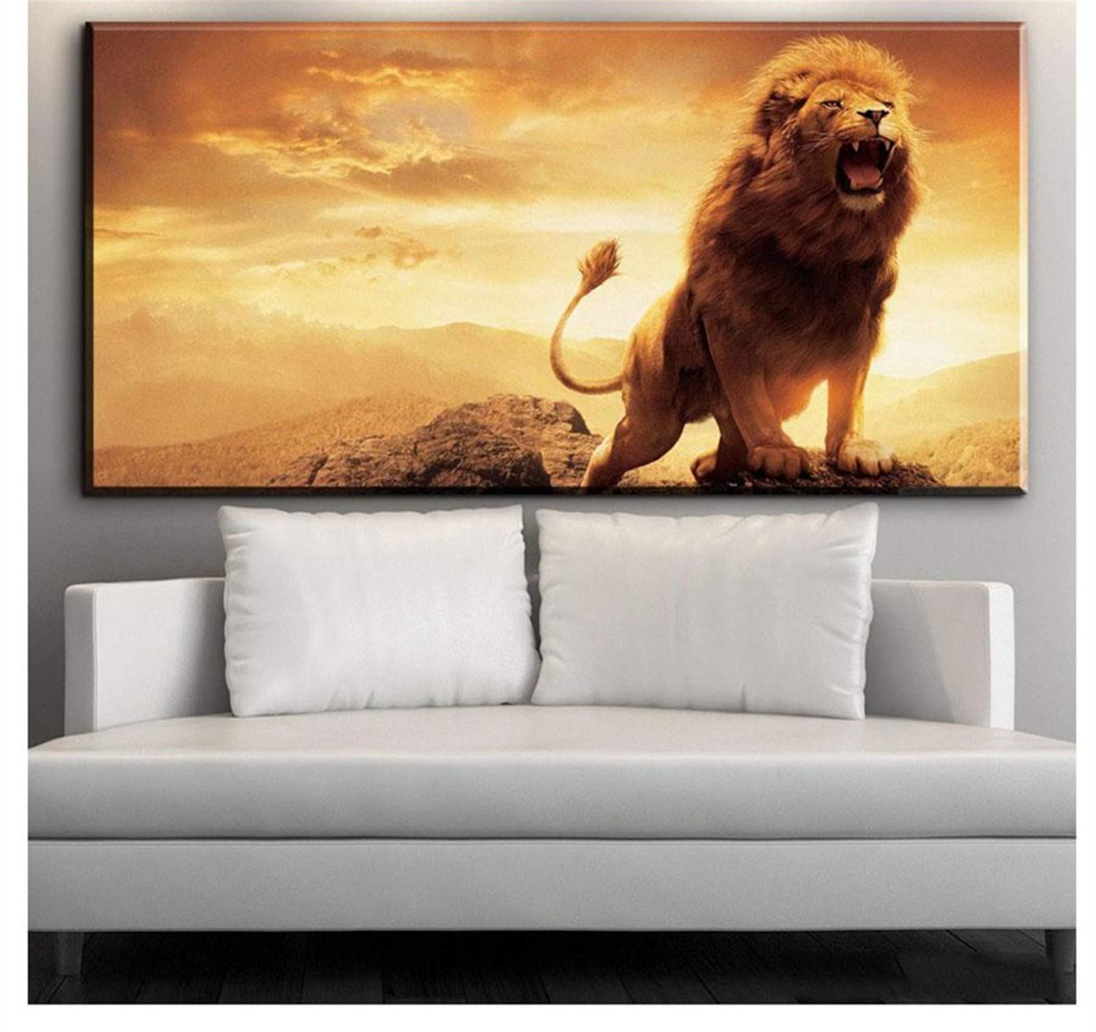 Kit de peinture diamant 5D lion grand format 24x48" strass carrés pour salon