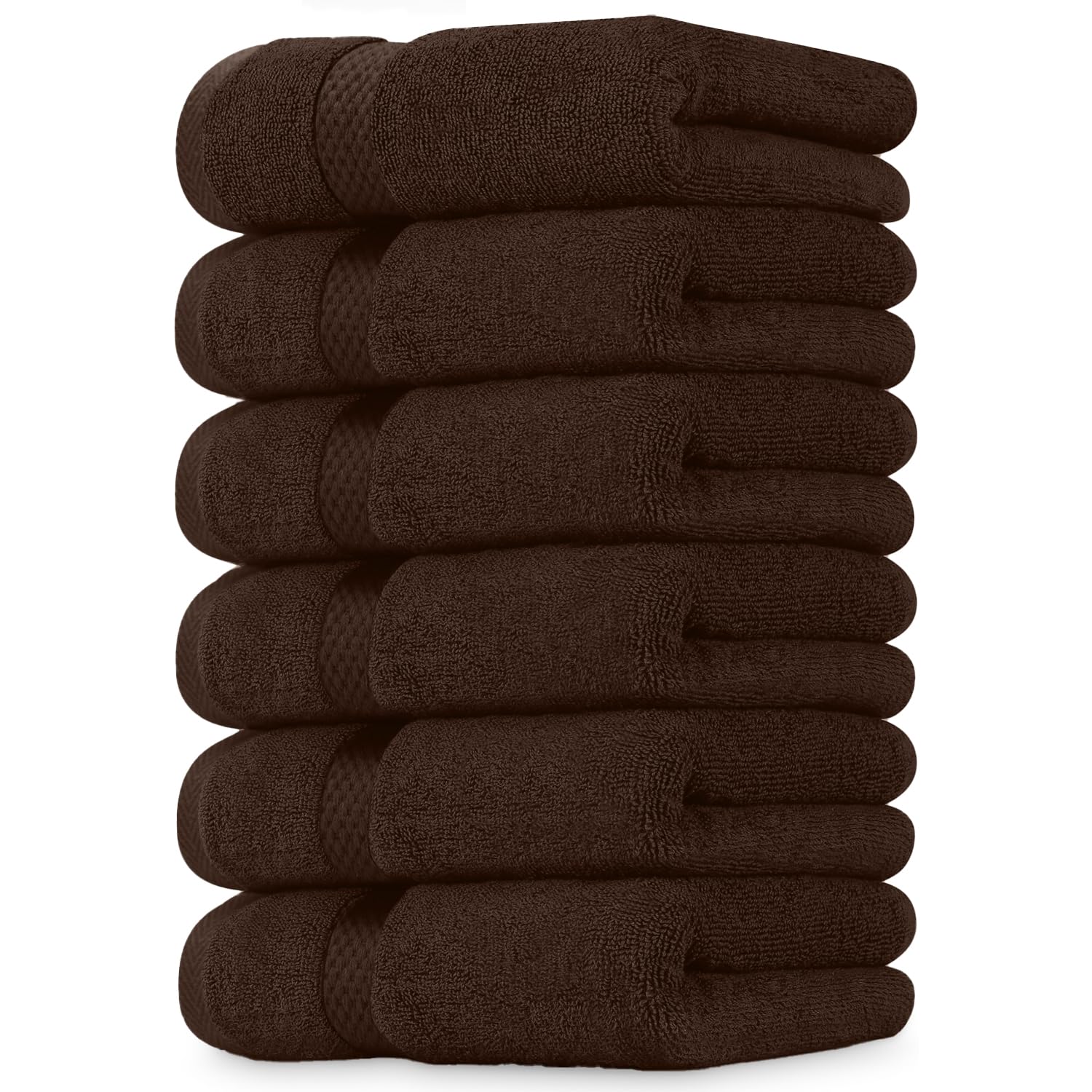 DAN RIVER 6-Pack Premium Hand Towels (16x28 Inches) - 100% Cotton, Ultra Soft, Lightweight, Highly Absorbent Towels for Bathroom, Spa, Gym, Salon, Hotel, and Travel - Brown