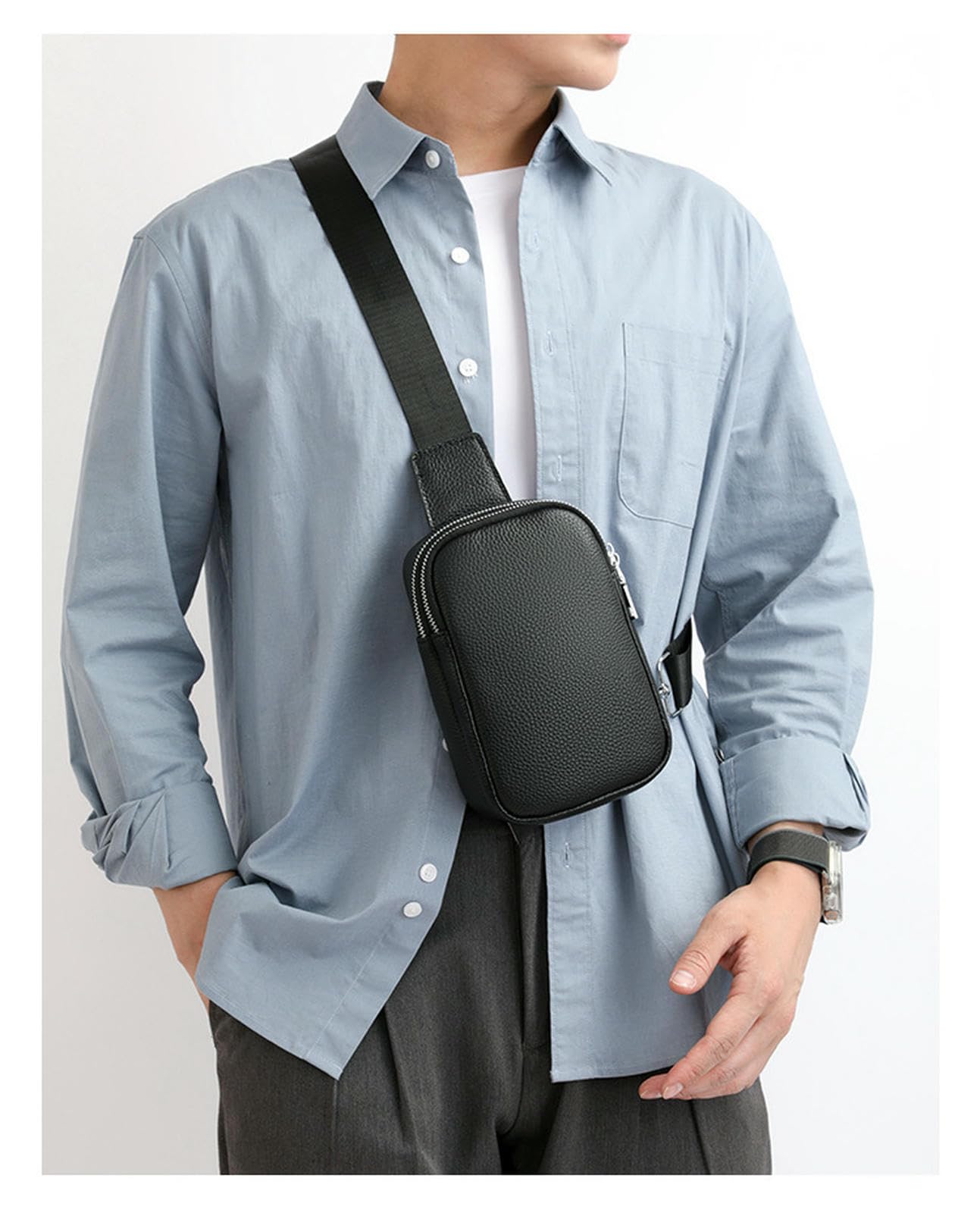 Bum Bag stylowa i codzienna torba crossbody dla mężczyzn i kobiet, duża pojemność, modny telefon komórkowy - biały
