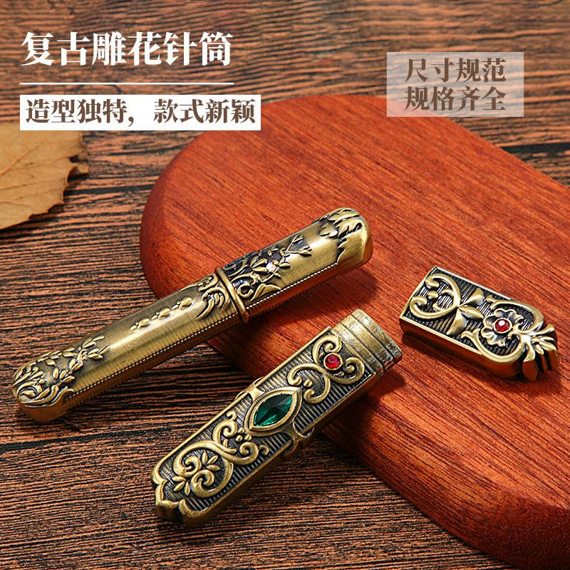 Custodia Portaghi In Metallo Vintage Stile Europeo, Con Aghi Inclusi, Per Cucito E Ricamo