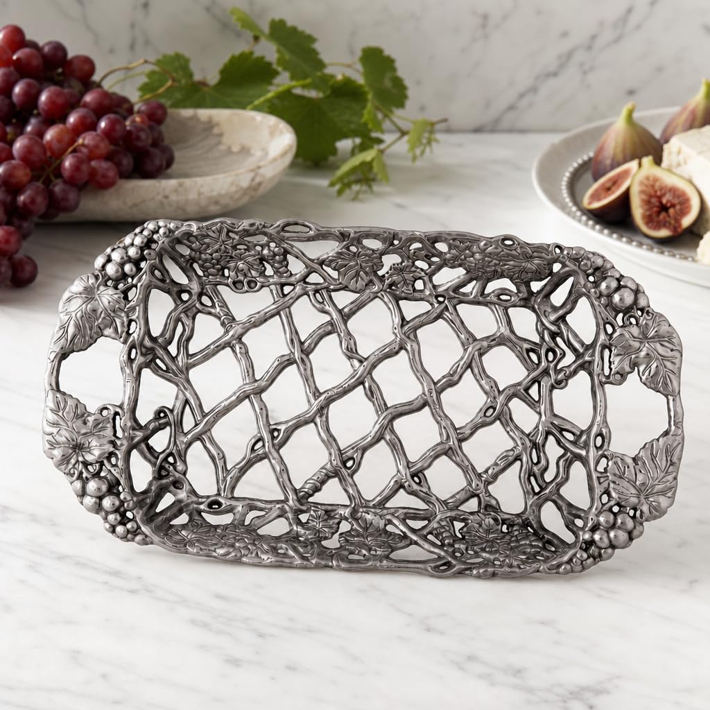 Arthur Court Grape Pyrex Holder 3 Quart Sand Cast Aluminum Casserole Dish Stand for Entertaining - 21 Inch Long product thumbnail 7