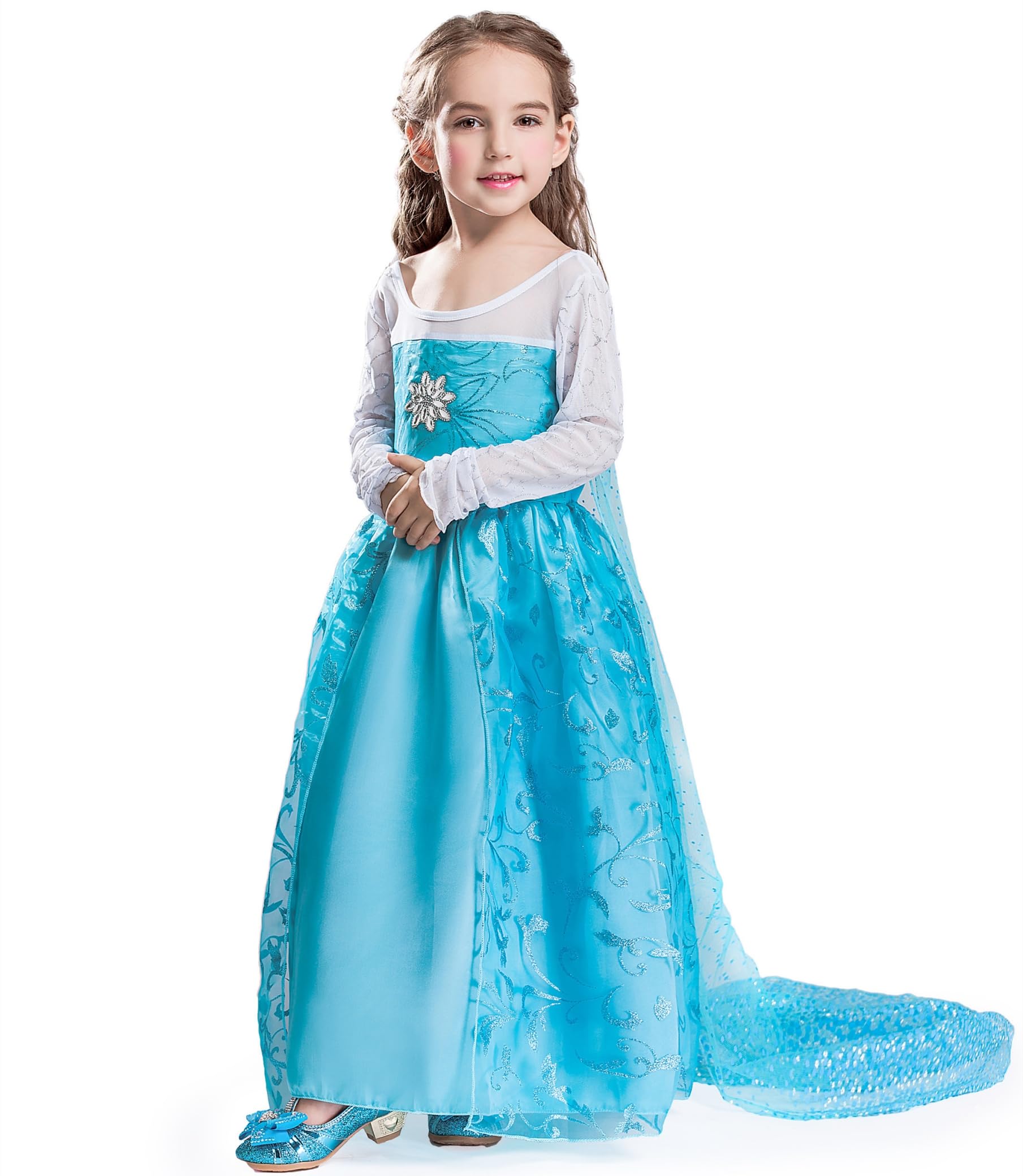ELSA & ANNA Girls Princess Costumes - Snow Queen Fancy Party Dress - Princess Dress Up - Girls Fancy Dress for Parties, Birthdays, Cosplay & Halloween -FR202