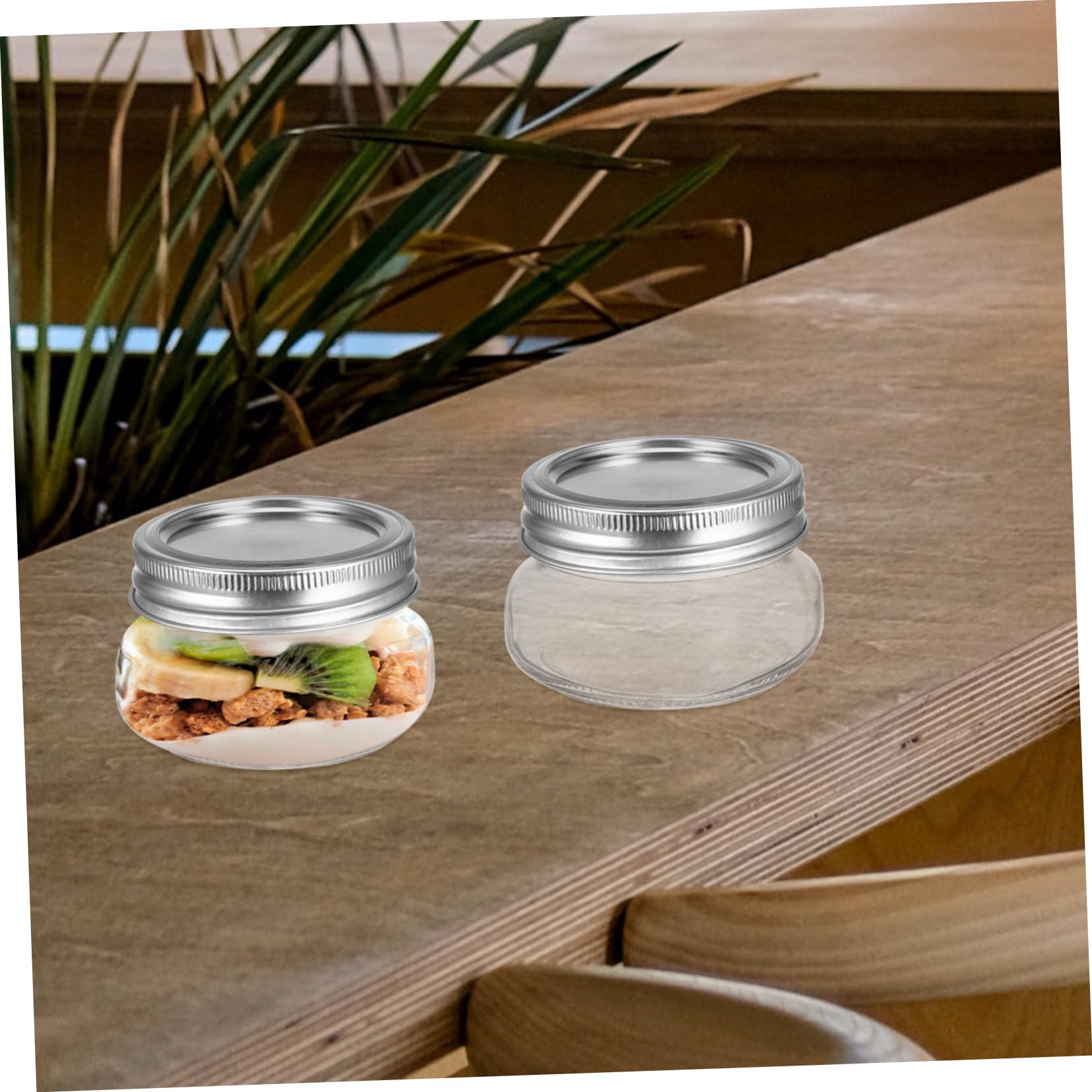 6 Stück Vorratsglas aus Glas mit Deckel 150ml Wiederverwendbar und Verschließend für Lebensmittel und Unterwegs Vorratsdosen für Küche