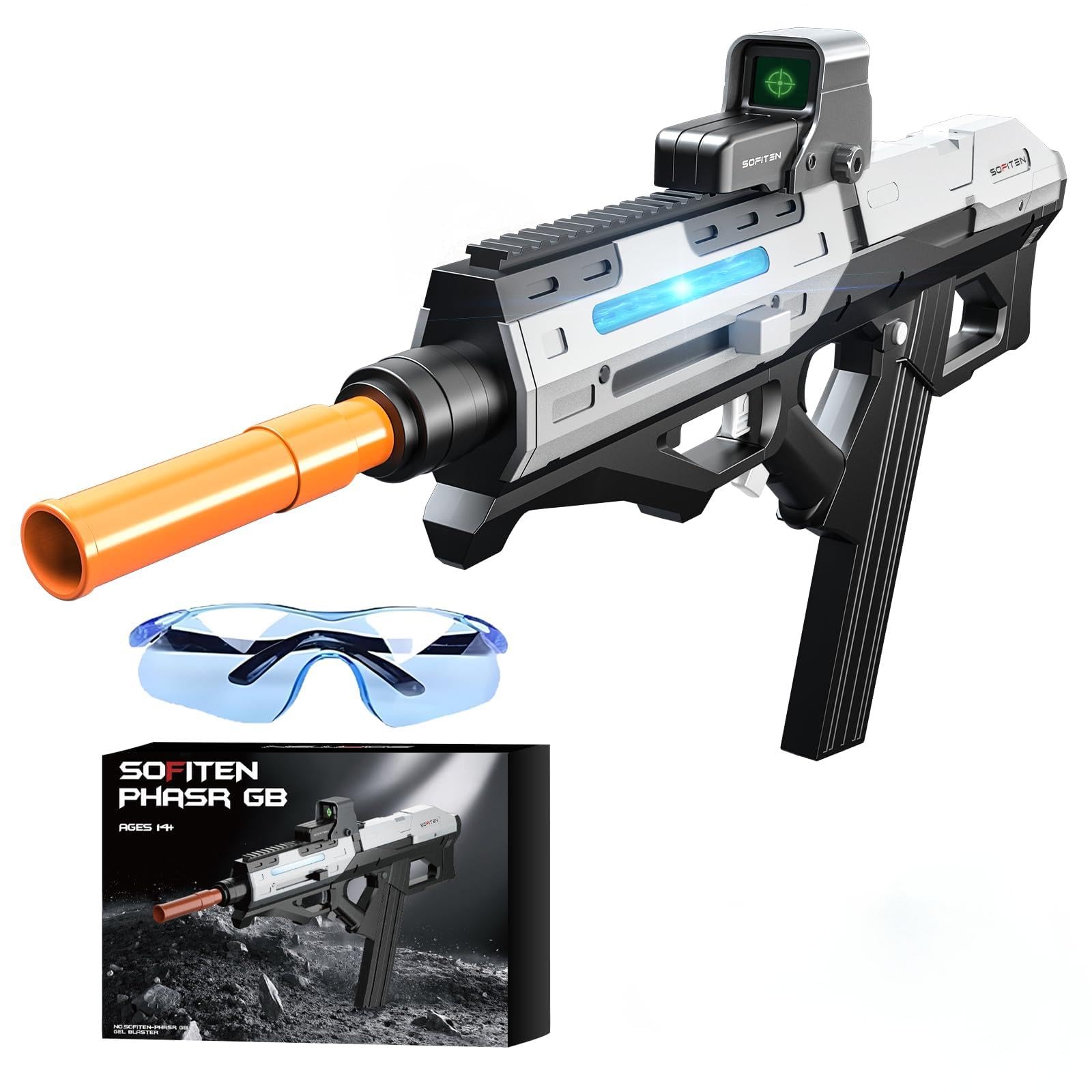 Automic Gel Ball Blaster High Speed of 180+FPS Gel Gun Blaster with Stylish Running Lights Rounds Electric Toy Gun Easter Birthday Gifts for Age 14+