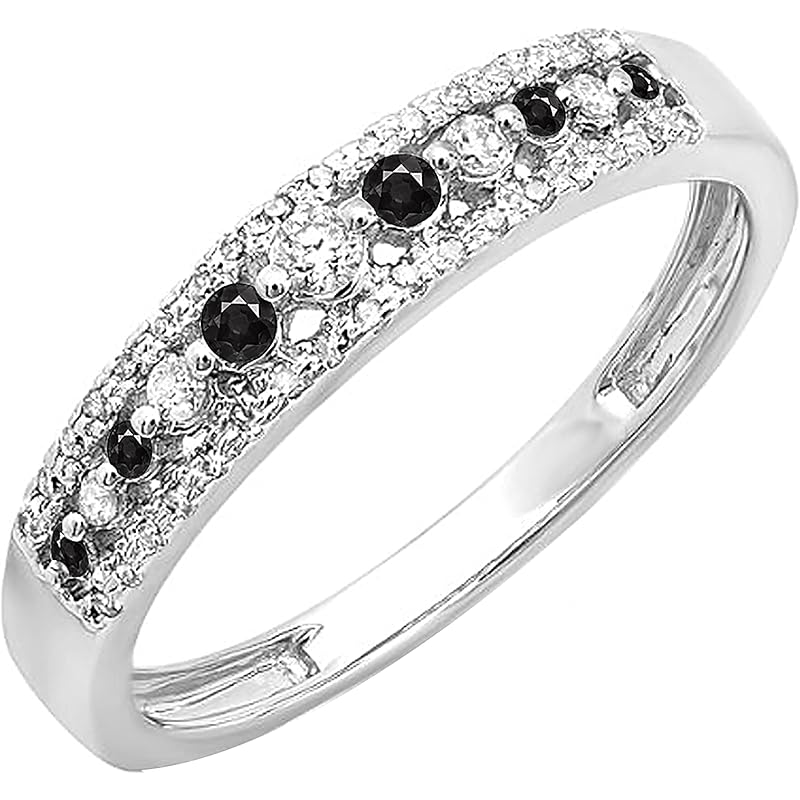 リング 在庫処分 数量限定 Dazzlingrock Collection レディース 0 25カラット Ctw 10kホワイトゴールドラウンドブラック ホワイトダイヤモンドウェディングバンドリング1 4 Ct サイズ7 4ohziqrpu9 Tritop Com Br
