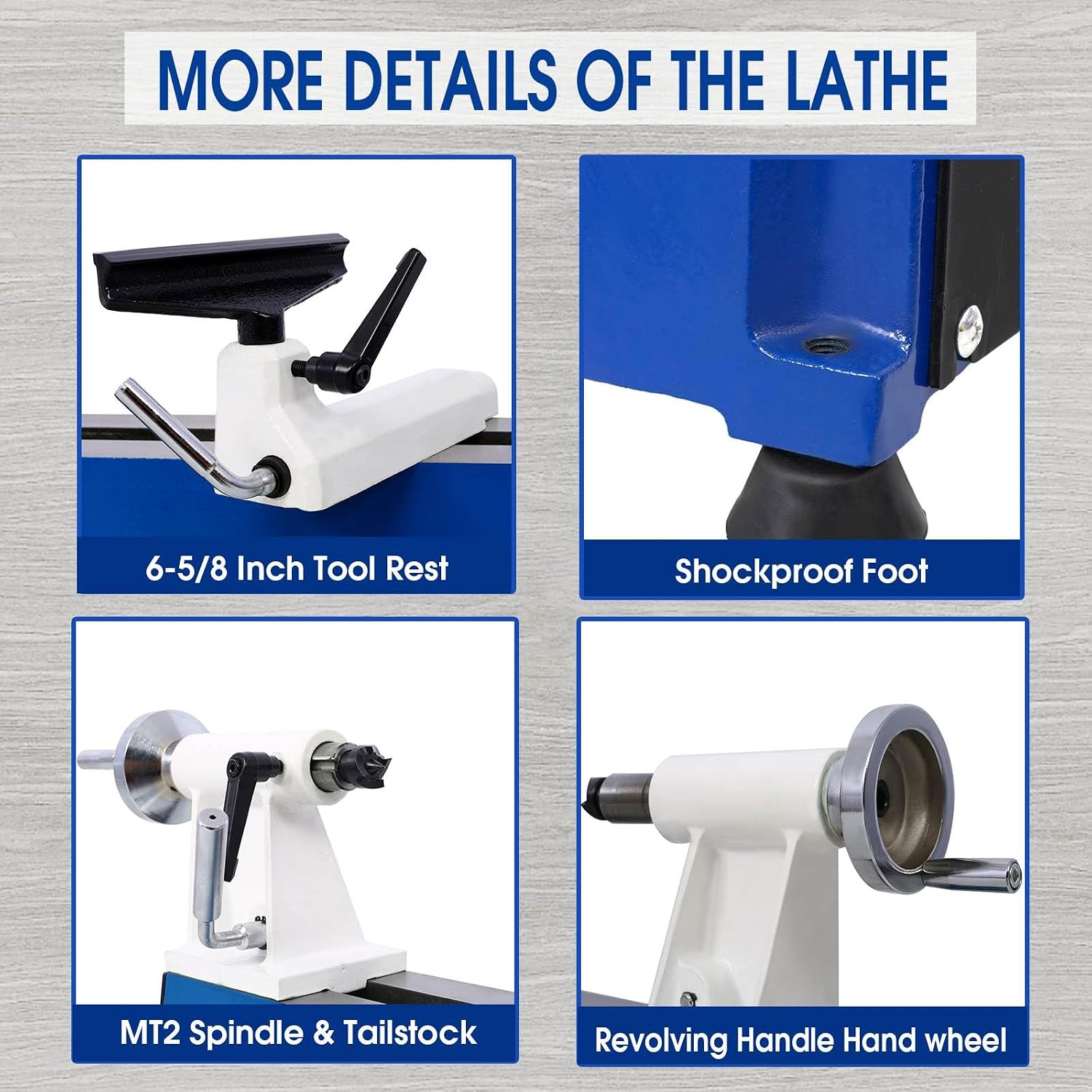 Wood Lathe 10" x 18" Wood Lathe Machine 5 Variable Speeds 500/750/1150/1800/3200RPM Mini Wood Turning Lathe for Woodworking 1/2HP Multifunctional Power Wood Lathe