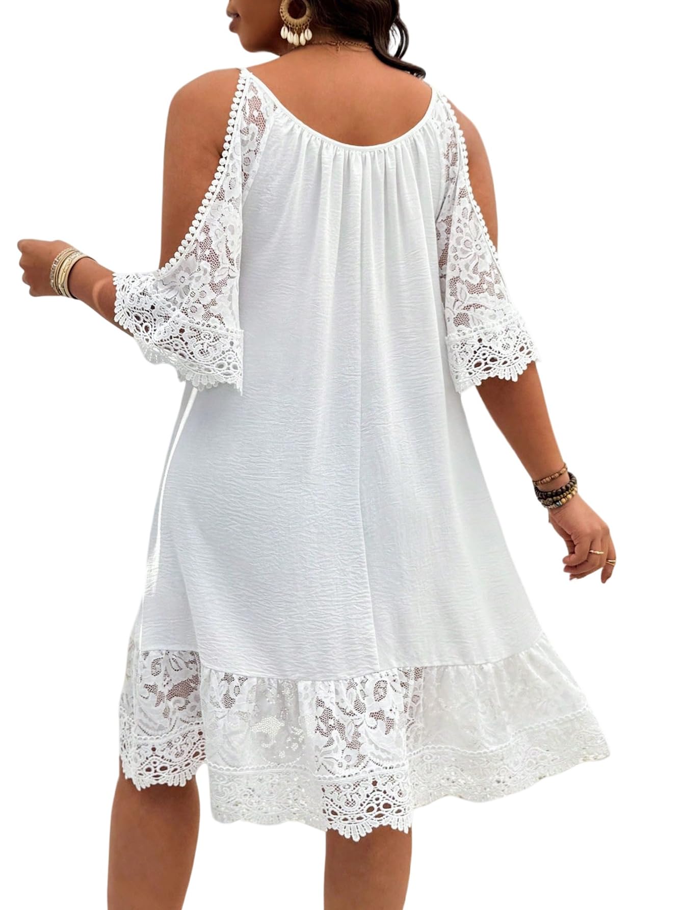 SweatyRocks Damen Sommerkleid Große Größen Kleid Knielang Strandkleid