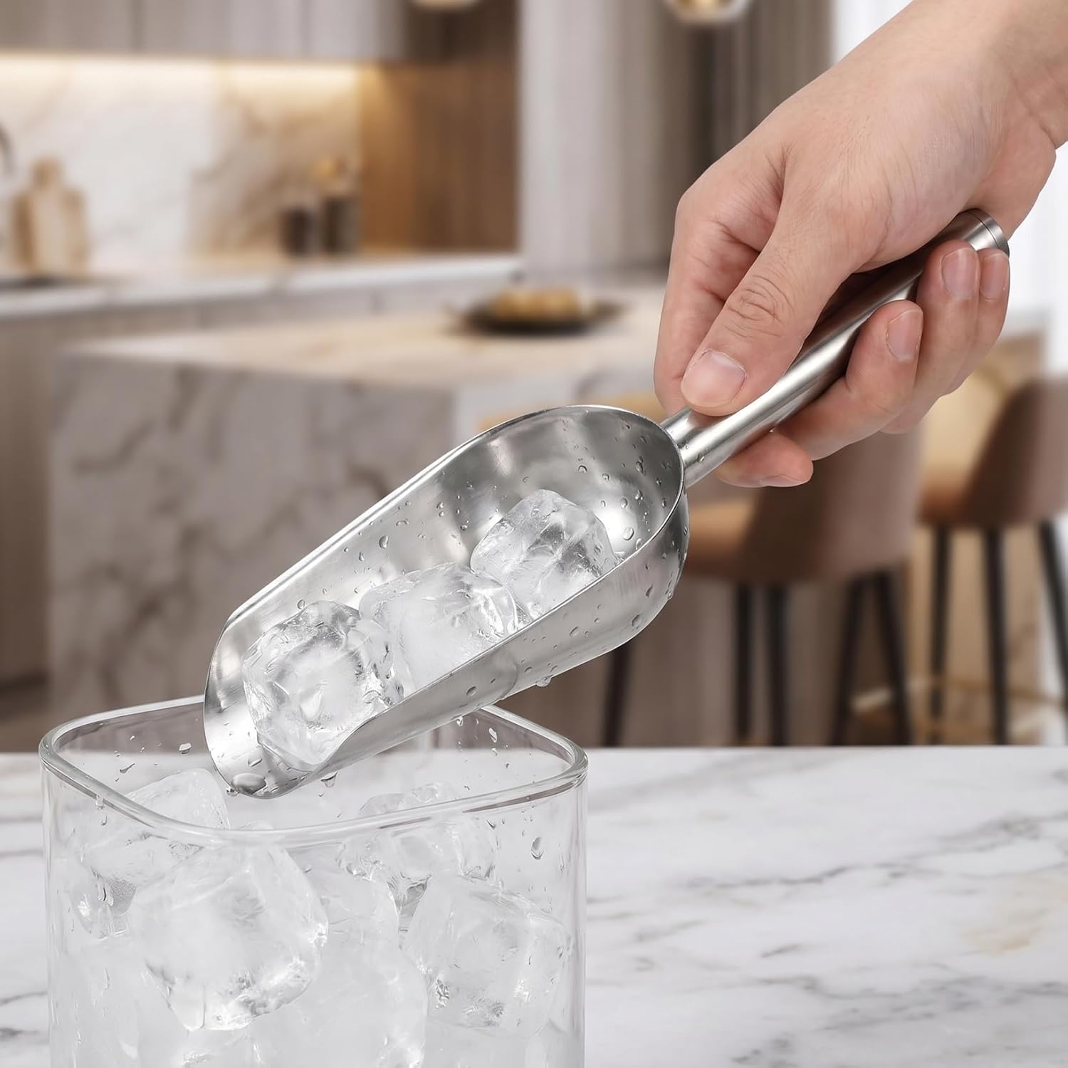 10PCS Stainless Steel Ice Scoop Set with Tongs for Bar & Catering Serving