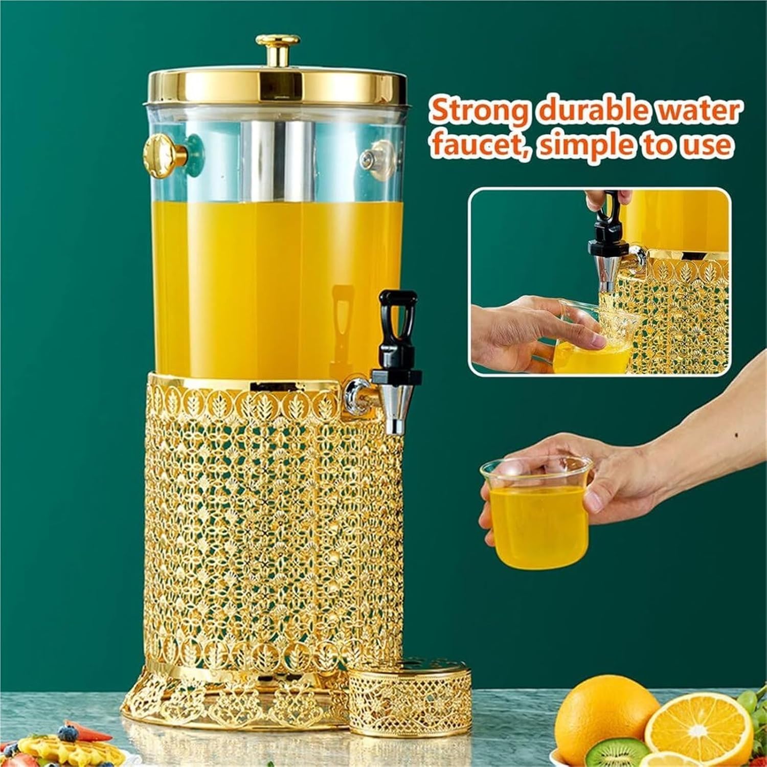 Beverage Dispenser Stainless Steel Drink Dispensers with Ice Core Leak-proof Spigot for Parties, Weddings(8L)