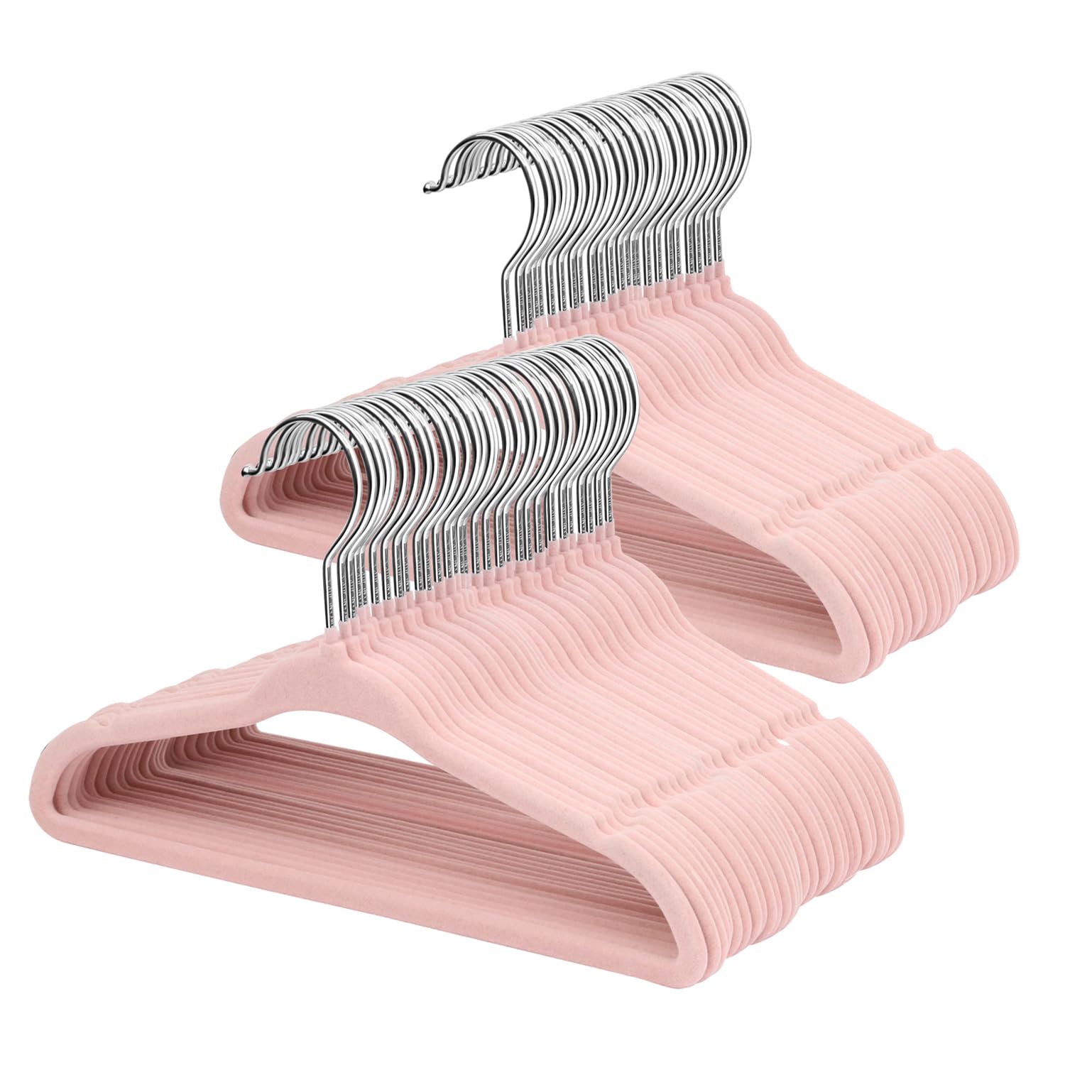 ManGotree 11" Baby Velvet Hangers, Non-Slip Kids Coat Hangers with 360 Swivel Hook, Ultra-Thin Felt Children's Hanger for Infant & Toddler Clothes, 66 Pack (Light Pink)