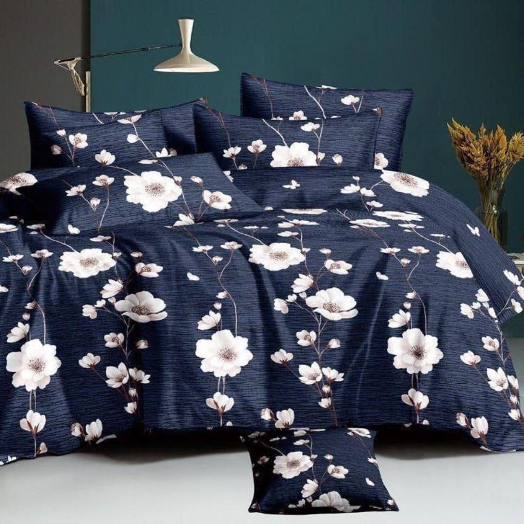 JD-Fab Bedsheet for Double Bed with 2 Pillow Covers, Cartoon Printed Super Soft, Breathable, Microfiber - Blue