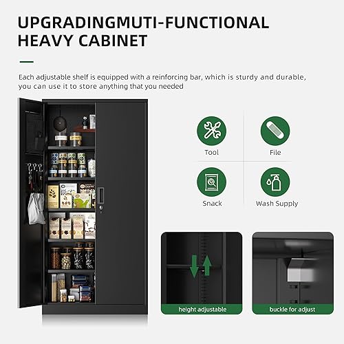 Miniatura 4 de Greenvelly Metal 36" Lockable Storage Cabinet for Office,Garage,Home,School(Black)