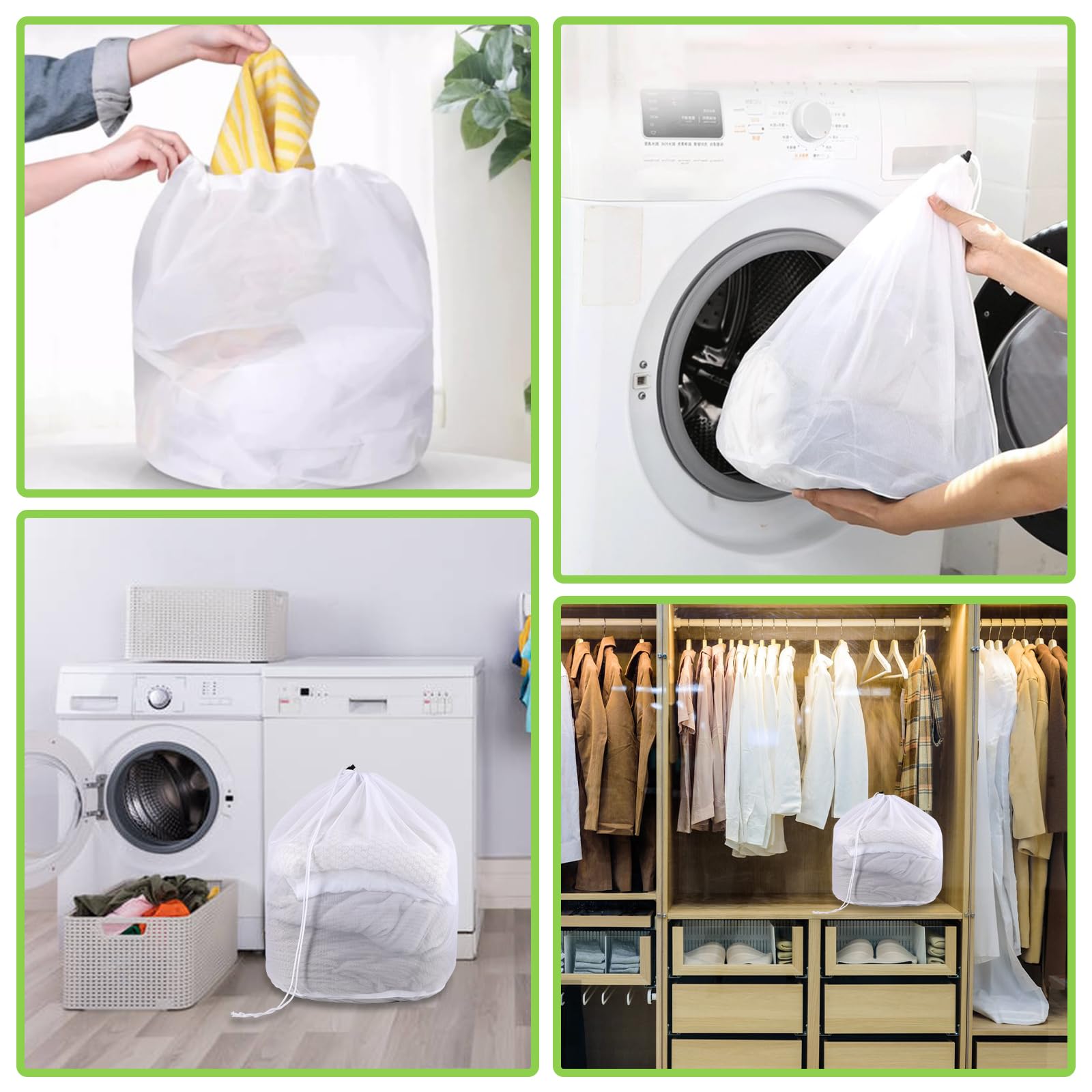 6 Sacchetti Per Lavatrice In Rete, 3 Misure (2M, 2L, 2XL), Con Cerniera, Per Capi Delicati, Calze, Reggiseni, Viaggi - 3