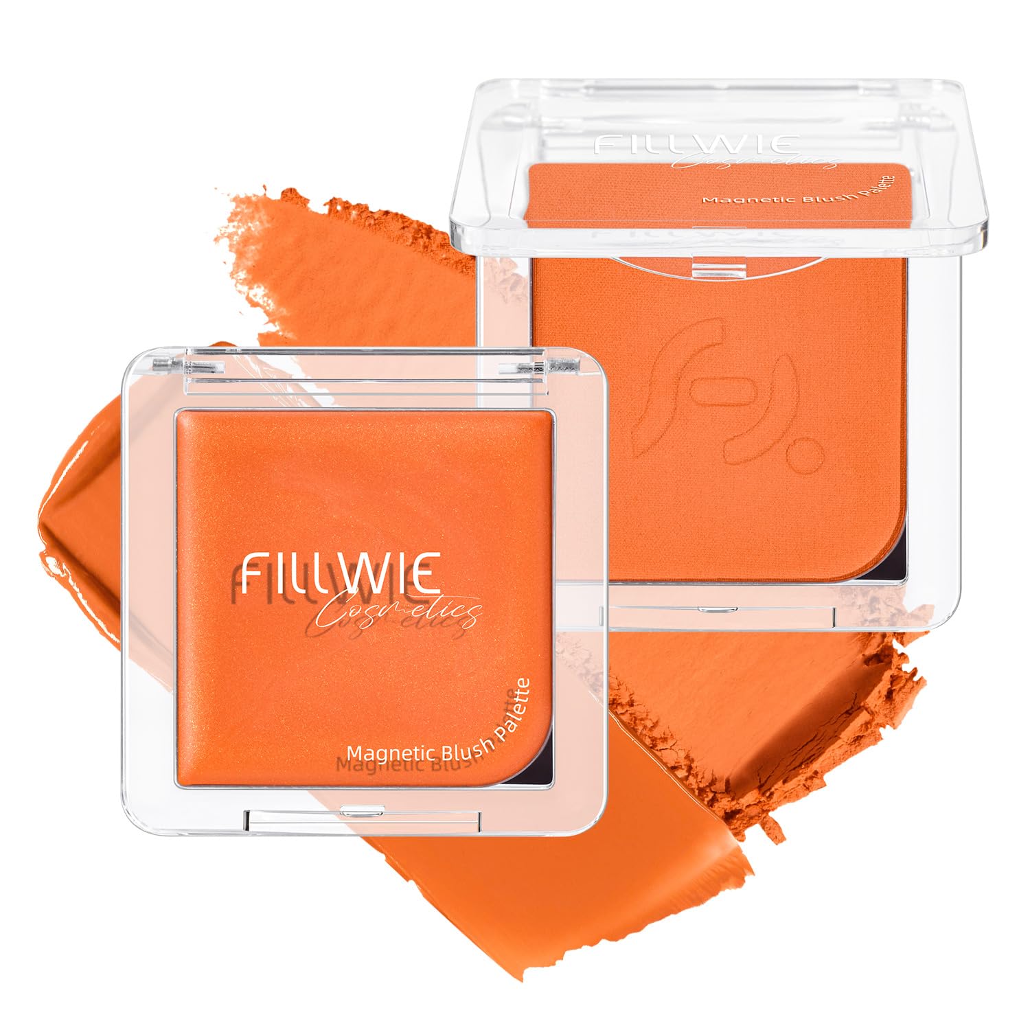 Lot de 2 blush crème en poudre Duo – Orange pour des tons de peau clairs à moyens, même teinte ensoleillée, durable, à construire, couleur naturelle éclatante pour les joues crème rosée + finition en
