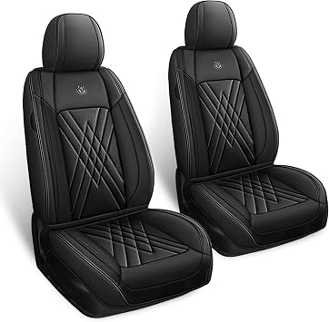 Seat Covers for Hyundai Elantra GT 2013-2020, Premium Leather Car Seat Protector, Waterproof, Airbag-Compatible & Durable Auto Interior Protection2 Seats, Black&Black, Standard