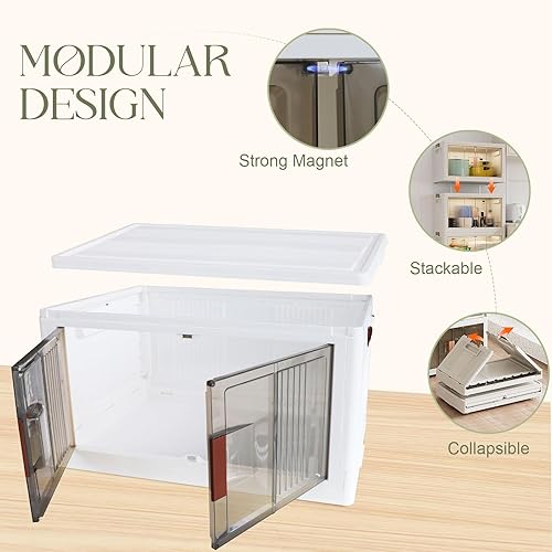 Miniatura 4 de Contenedores de almacenamiento plegables, 3 paquetes, contenedores de almacenamiento apilables de 19 galones, caja de almacenamiento plegable de