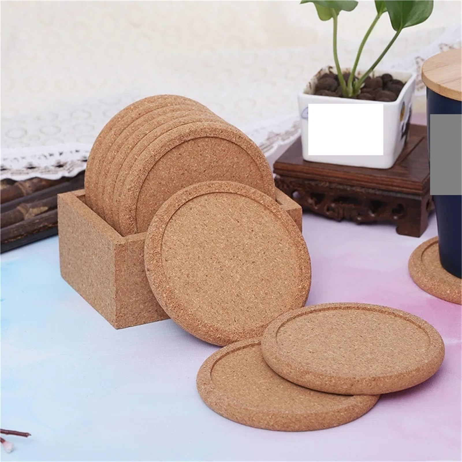 sous-Verres Dessous de Verre Ronds en liège for Tasse à thé, 10 pièces, Tapis for Tasse à café, napperons for Boisson, Tapis de Table à vin, décor pour La Maison, Le Bureau