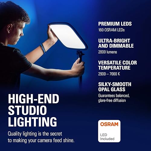 Miniatura 4 de Elgato Luz de llave  Luz de estudio profesional de 2800 lúmenes con abrazadera de escritorio para transmisión y montaje maestro L, extensible hasta