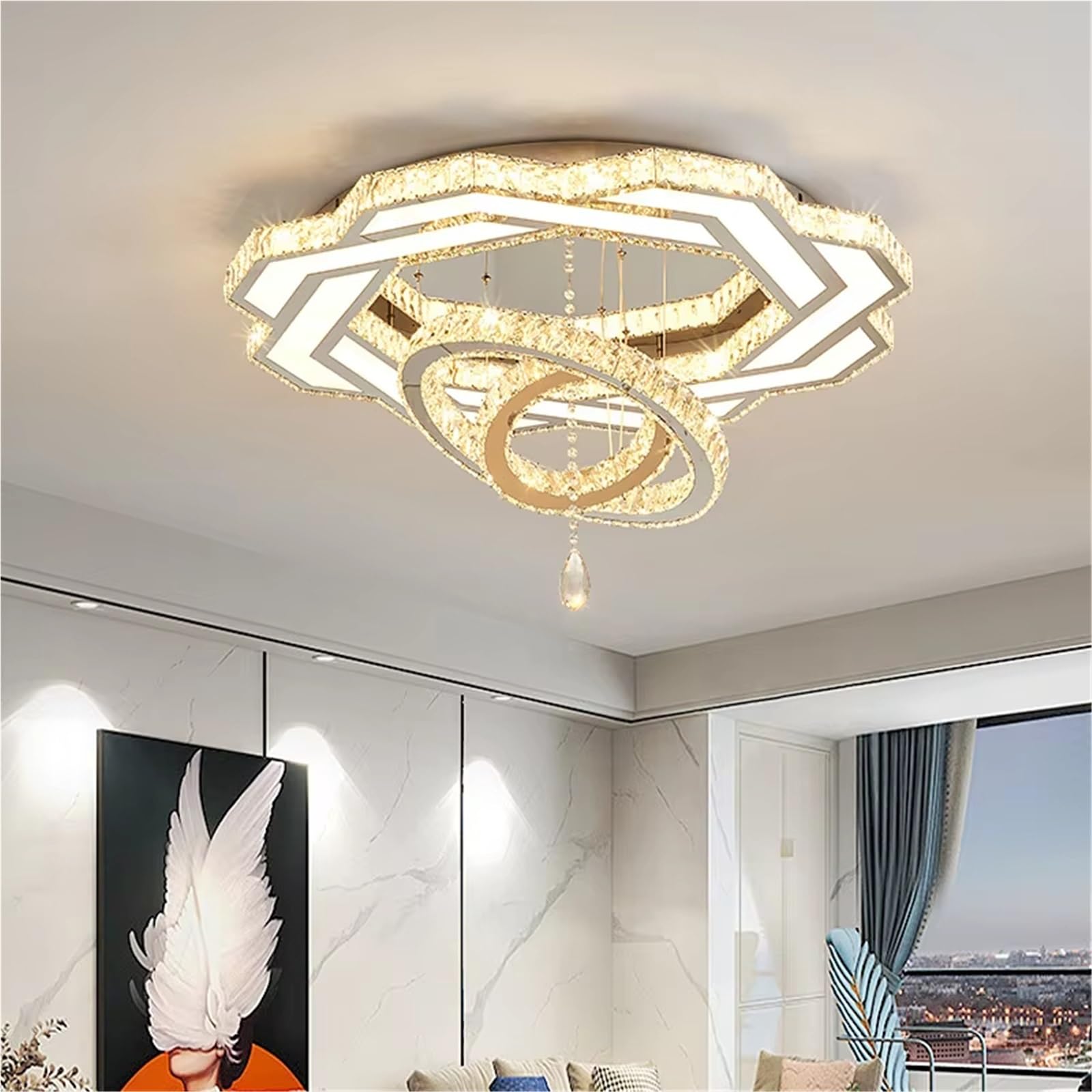 KLXSIVU Nordic Minimalist Luxury Crystal Chandelier, Living Room, Dining Bedroom, Ceiling Light, Home Decoration Lighting fixtures