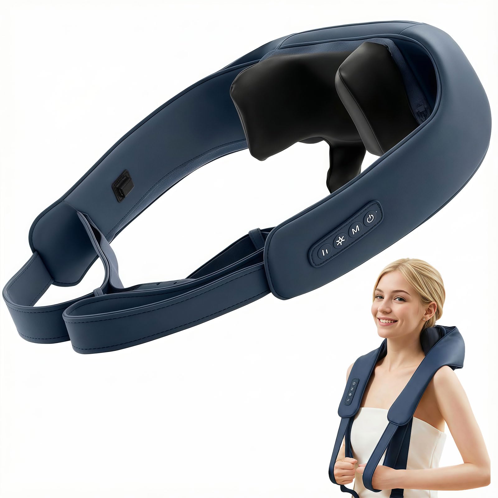 Healthrelife Shiatsu Massagegerät Nackenmassagegerät Schulter Rücken mit Wärmefunktion Massager für Nacken, Rücken, Schulter, Beine, Füße（Blau）
