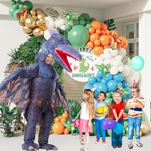 Vista 2 de MXoSUM Disfraz inflable de dinosaurio pterodáctilo para adultos, disfraz de Pteranodon inflable para fiesta de disfraces de Halloween
