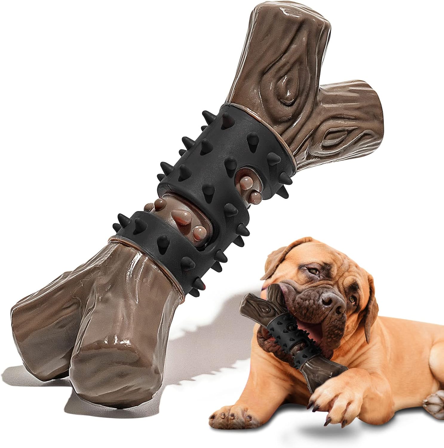 RANTOJOY Tough Dog Toys for Aggressive Chewers Large Breed, Dog Chew Toys, Durable Dog Toys, Dog Stick Made with Nylon and Rubber, Big Indestructible Dog Toy, Medium Puppy Chew Toys (Black)
