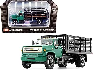 First Gear 1/64 Scale Diecast Collectible Green 1970s Chevy C65 Single Axle Stake Truck (60-0918)