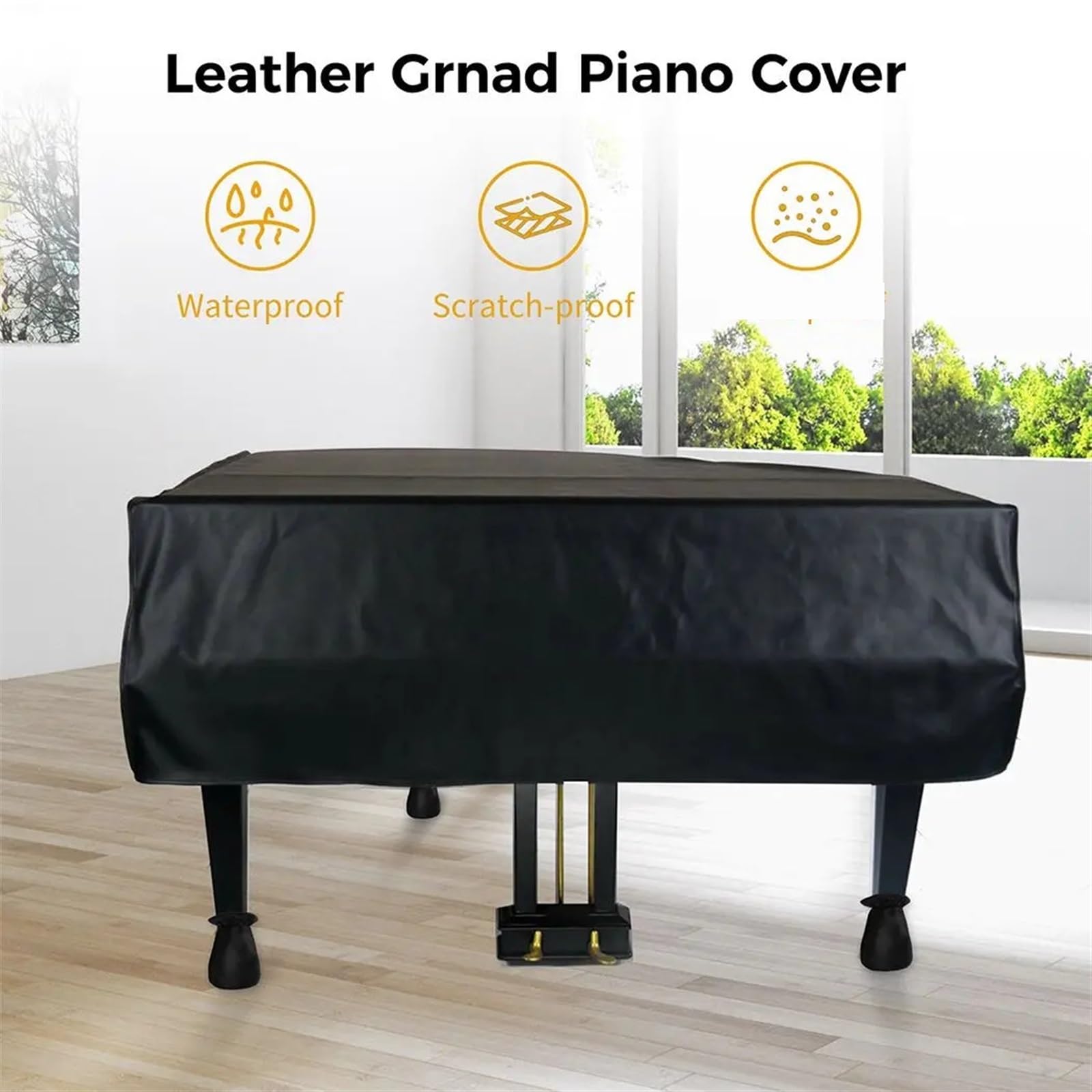 Copertura Per Pianoforte A Coda Copertura for pianoforte a coda in pelle protettiva for a for a doppio strato Fodera morbida Grande copertura for nera