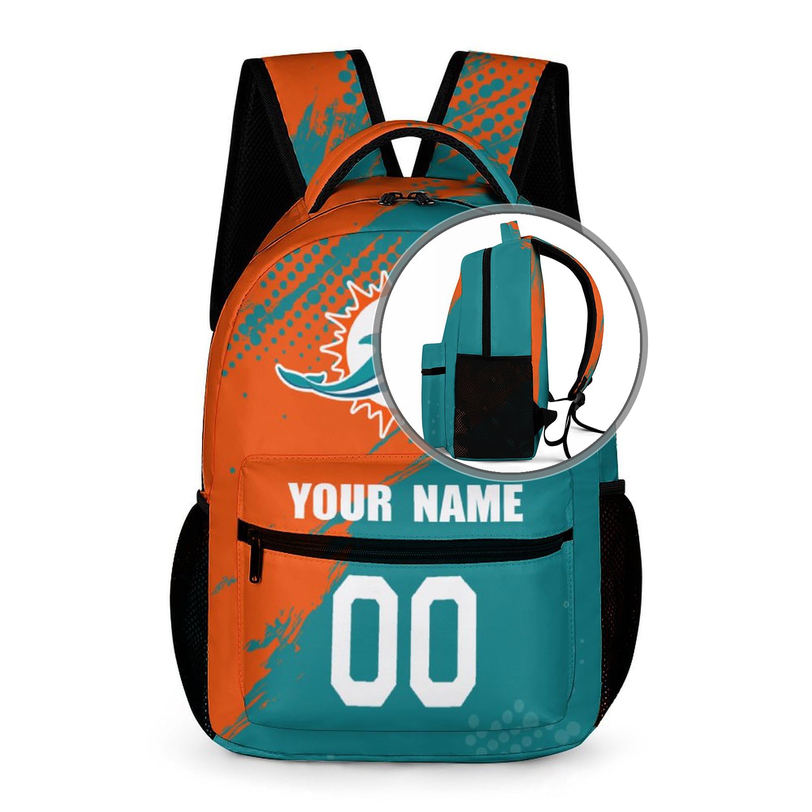 Custom School Backpack High Capacity Student Bag Football City Gifts for Kids Backpack Men Women, Add Name & Number