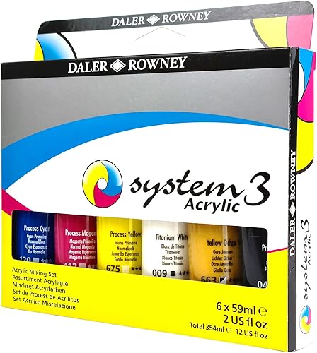 Miniatura 8 de Daler Rowney System3 - Juego de pintura acrílica de 5 tubos para adultos, suministros de pintura acrílica para artistas y estudiantes, pinturas