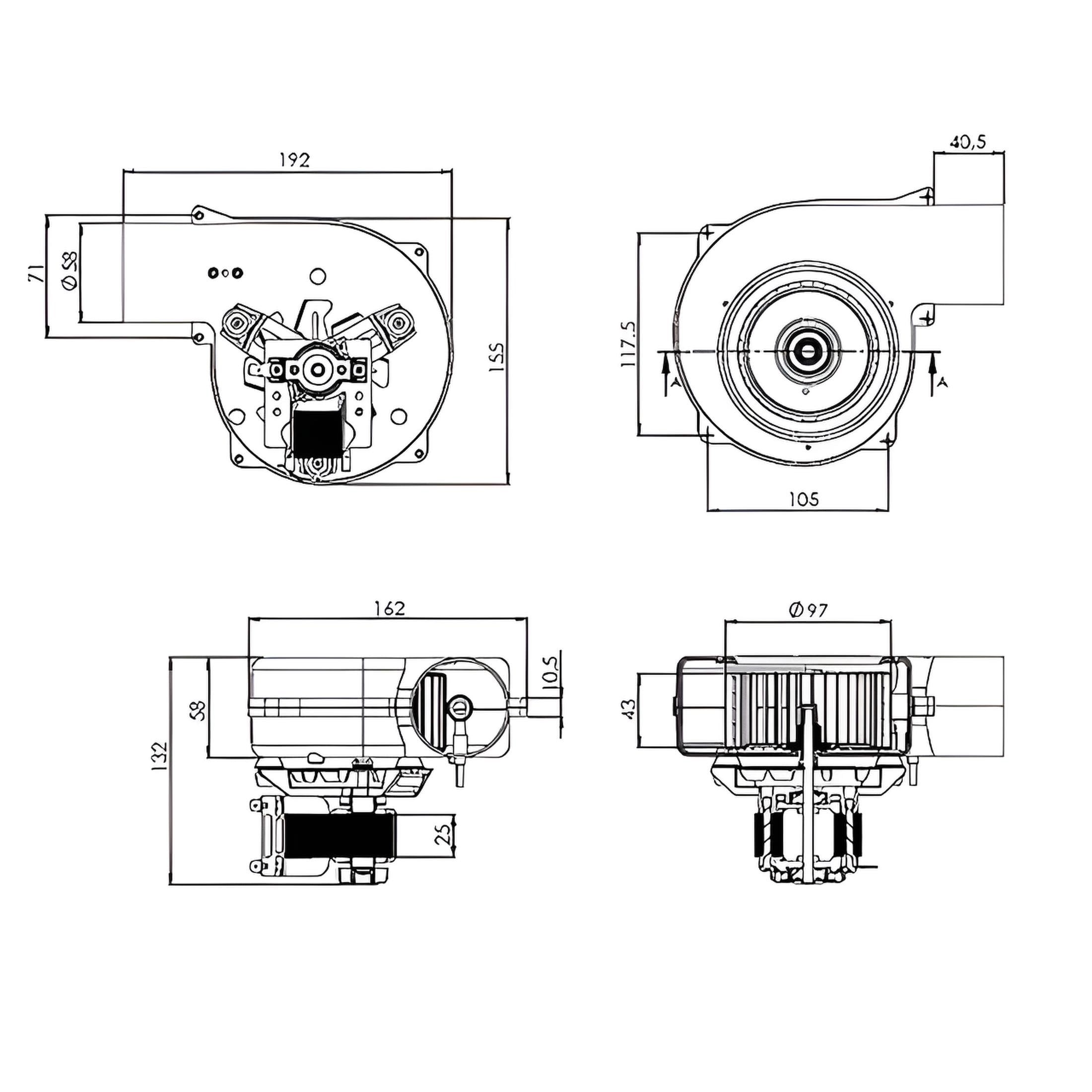 170 M3/H de la Industria del Motor de ventiladores refrigeración Pellet Impresión Caldera Ventilador de enfriamiento refrigeración radial Centrífugo