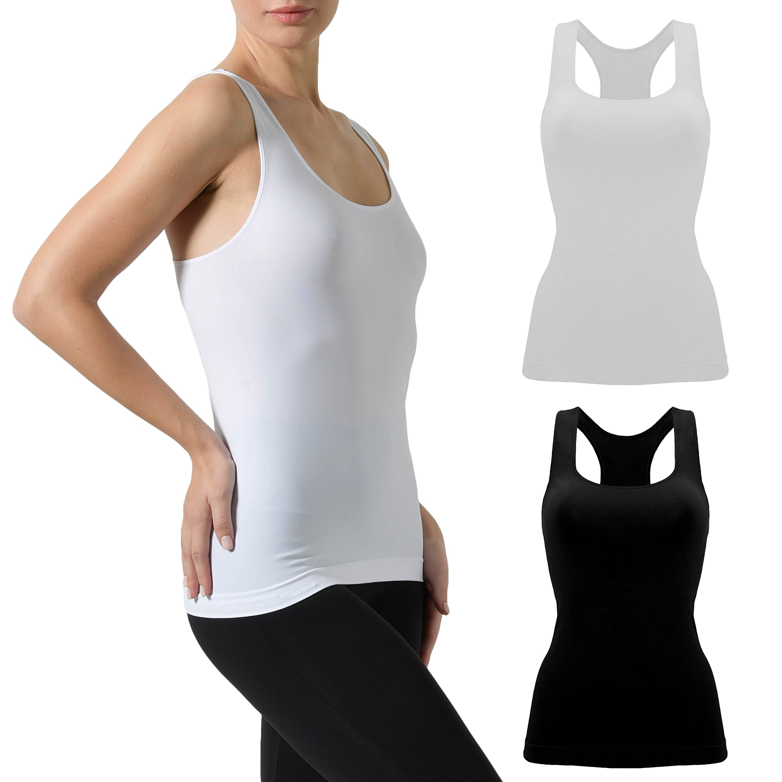 Risalti Camiseta Tirantes Mujer Gym 2 Pcs - Camiseta Deporte Mujer Microfibra Transpirable, Ropa Deportiva Mujer, Camiseta Tirantes, Camiseta Running Mujer, Camiseta Gym Sin Costuras - Made In Italy