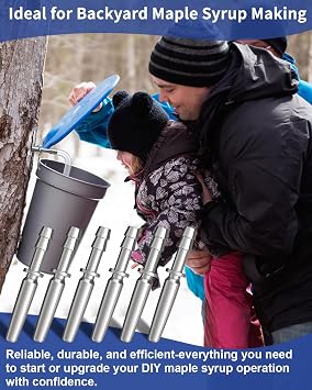 CIMALAB Maple Syrup Tapping Kit (12 Set), Maple Tree Tapping Kit, Include 12 Stainless Steel Maple Syrup Taps, 12 Maple Syrup Tube, 3 Maple Sap Filters, Maple Tree Taps for Maple Syrup Making Supplies