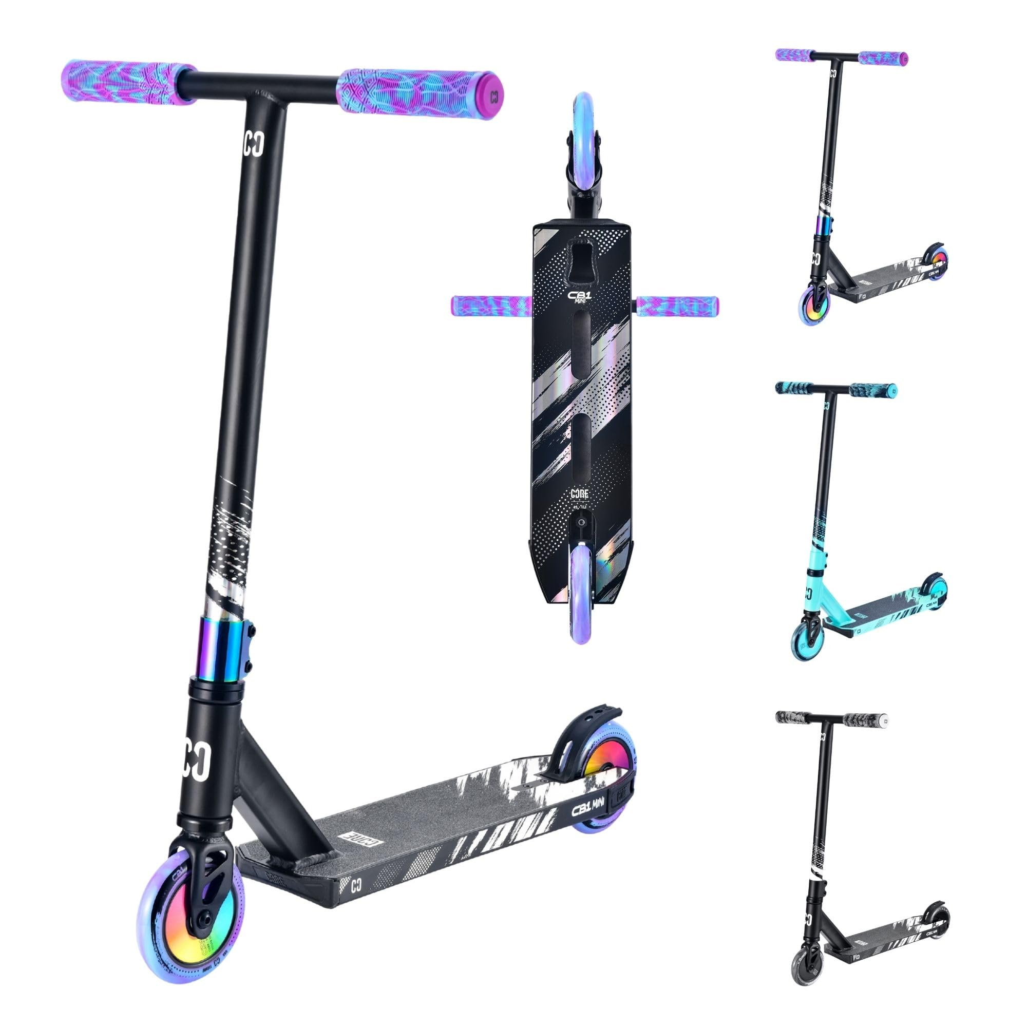 CORE CB1 Mini Beginner Stunt Scooter - Kids Stunt Scooters 6 Years and Up, Beginner Kick Scooter for 110mm Wheels - Pro Scooters For Teenagers & Kids - Black/Neochrome